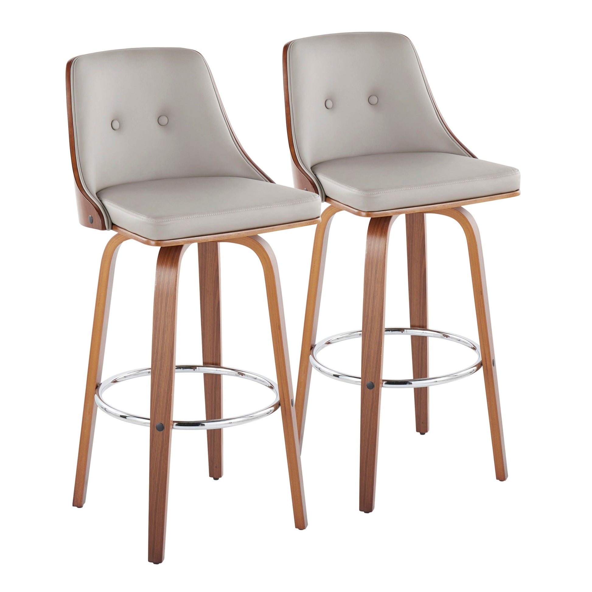 Gianna - Mid Century Modern Fixed Height Barstool With Swivel With Round Footrest (Set of 2) - Best Buy Furniture