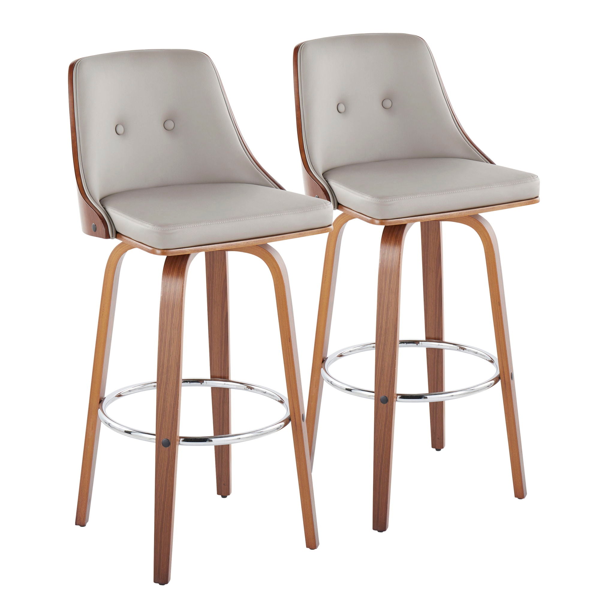 Gianna - Mid Century Modern Fixed Height Barstool With Swivel With Round Footrest (Set of 2) - Best Buy Furniture