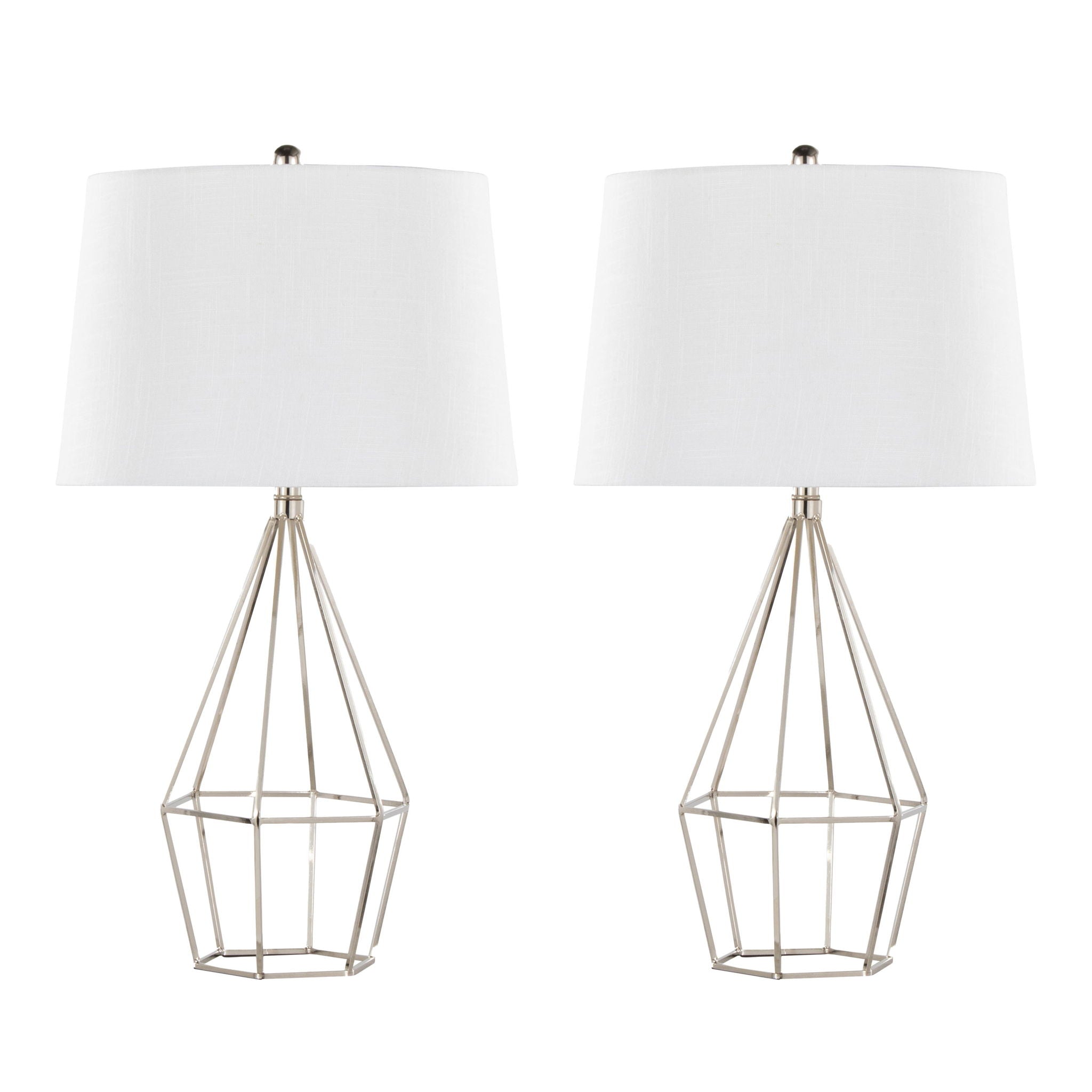 Diana - Contemporary Table Lamp (Set of 2) - Polished Nickel / Black Satin - Best Buy Furniture