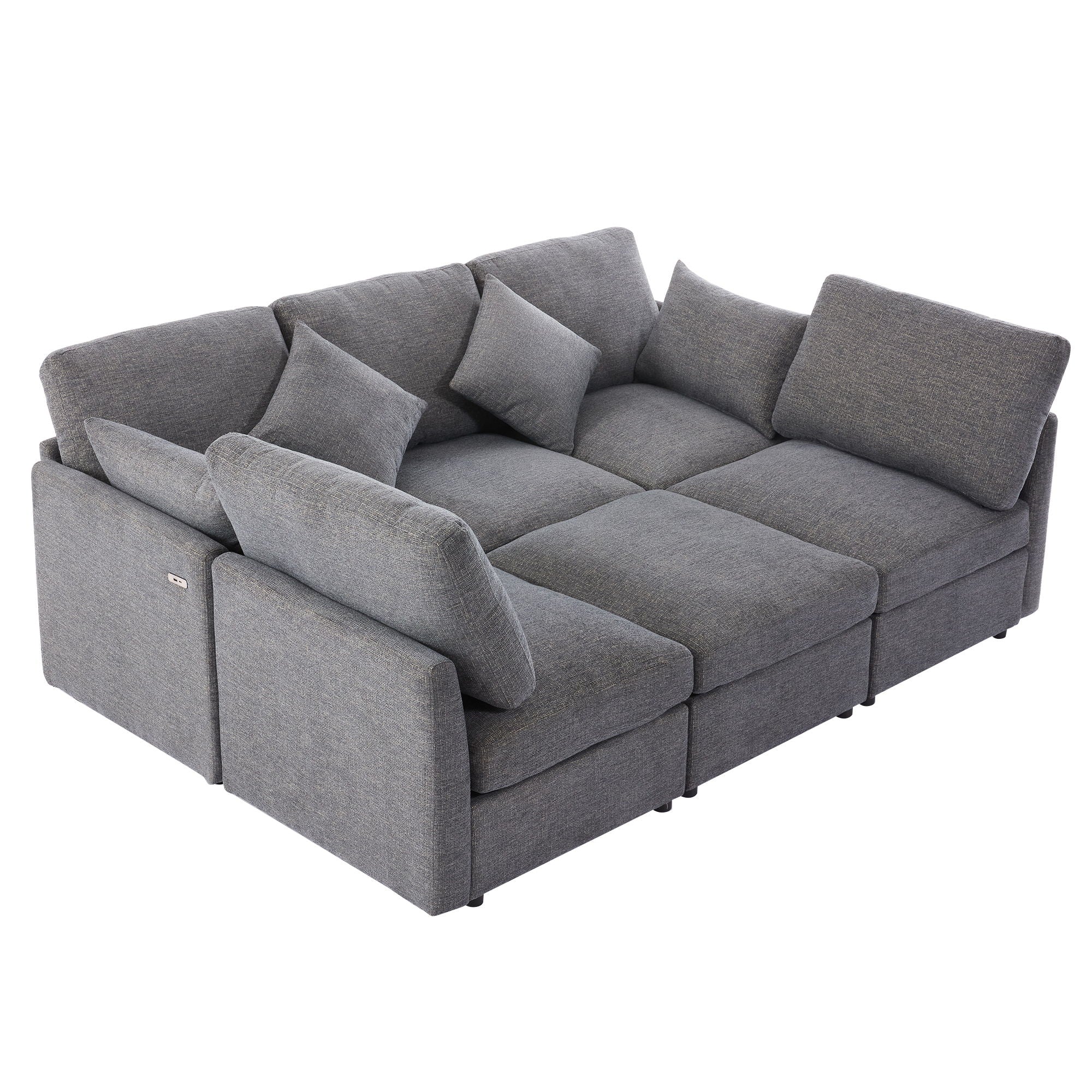 Sectional Sofa Modular Sofa U - Shaped Sofa Couch Sofa Bed L - Shaped Sofa With A Movable Ottoman And Two USB Ports For Living Room - Best Buy Furniture