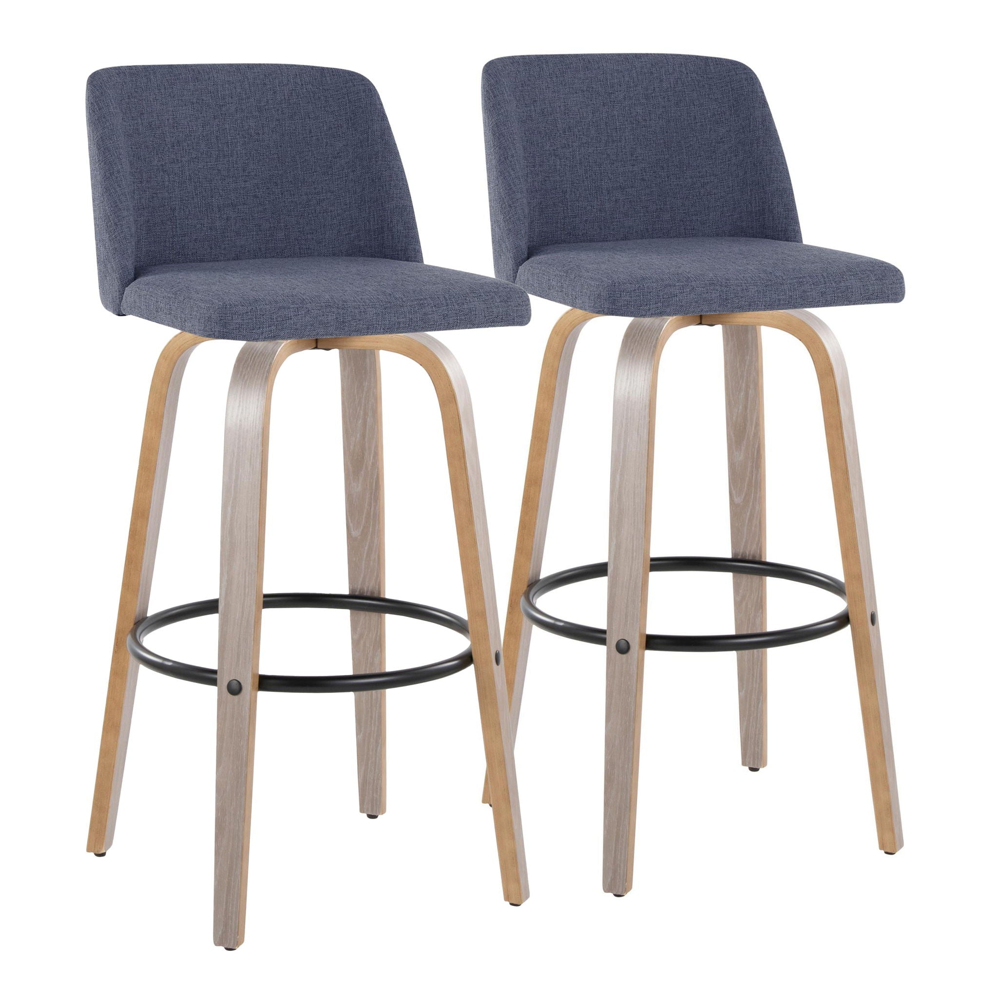 Toriano - Fixed Height Contemporary Barstool With Swivel With Round Footrest (Set of 2) - Best Buy Furniture