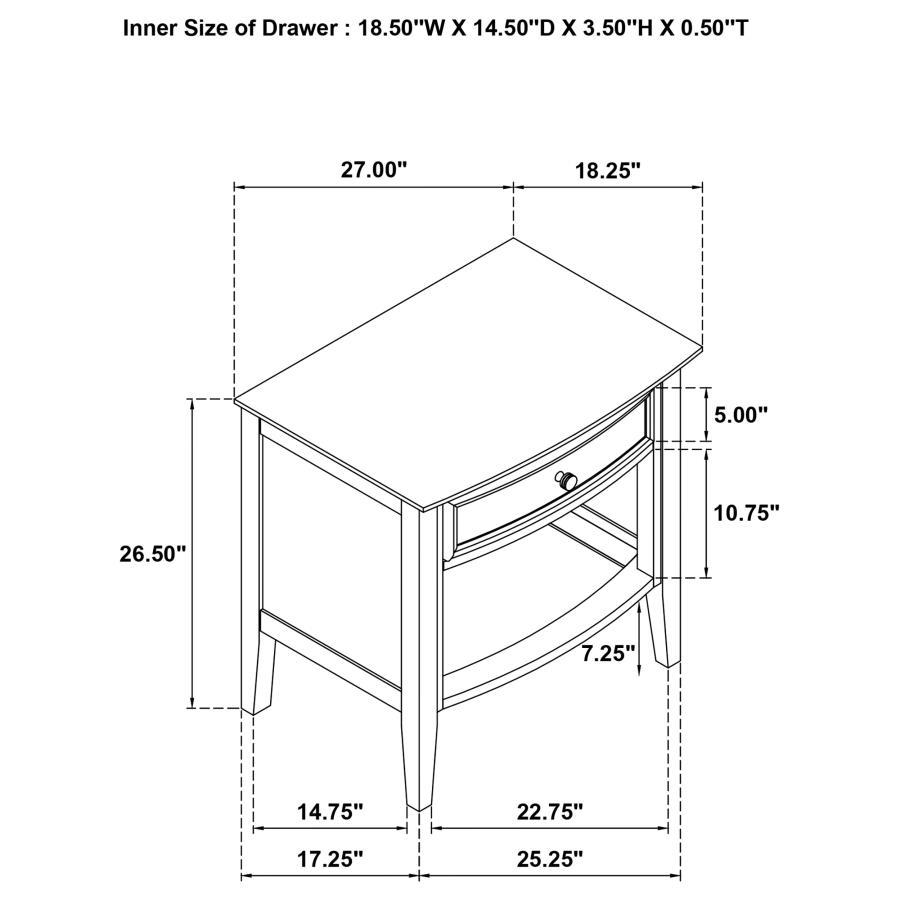 Bexhill - 1-Drawer Nightstand Bedside Table - White - Best Buy Furniture