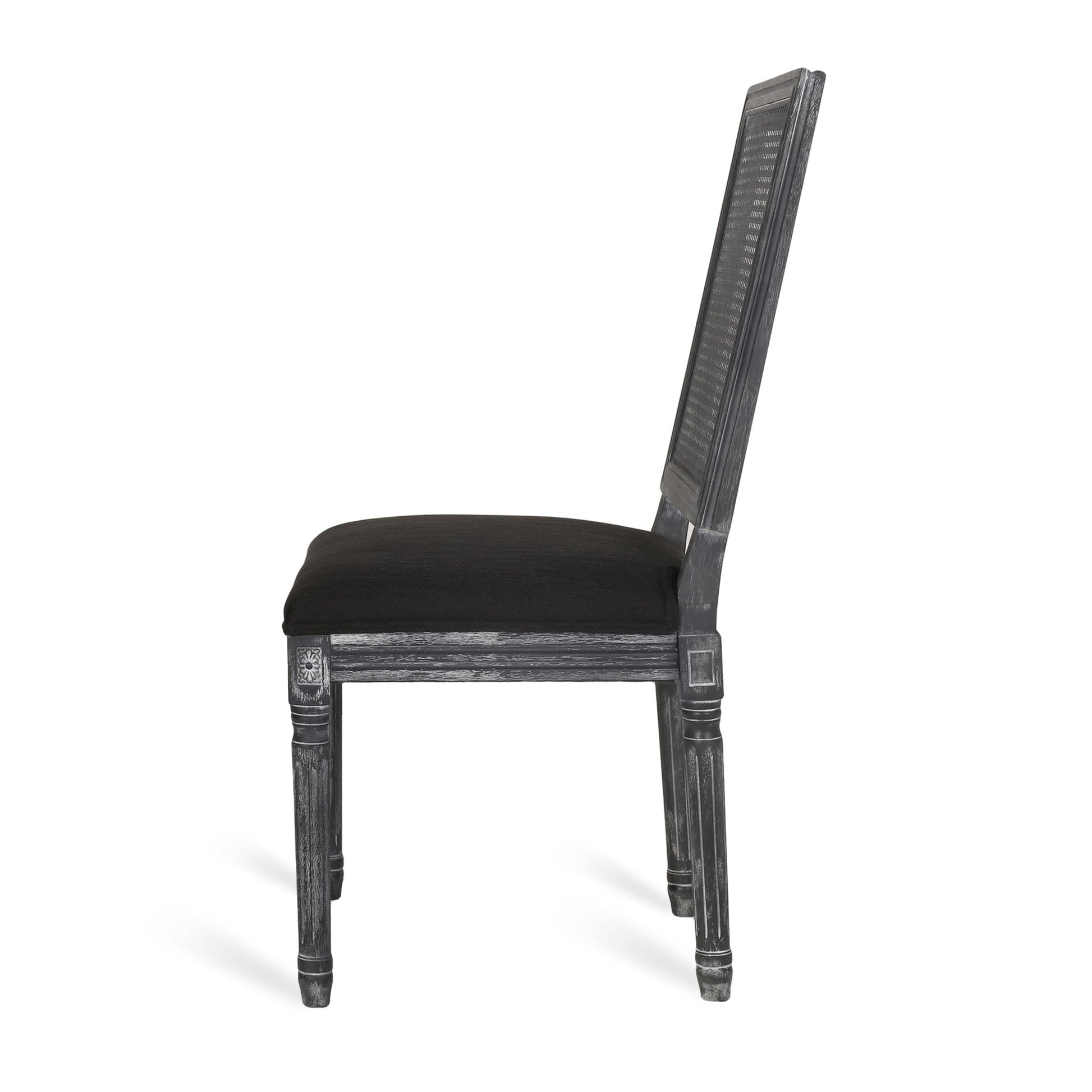 French Country Dining Chair With Rectangular Cane Backrest And Smooth Upholstered Seating - Best Buy Furniture