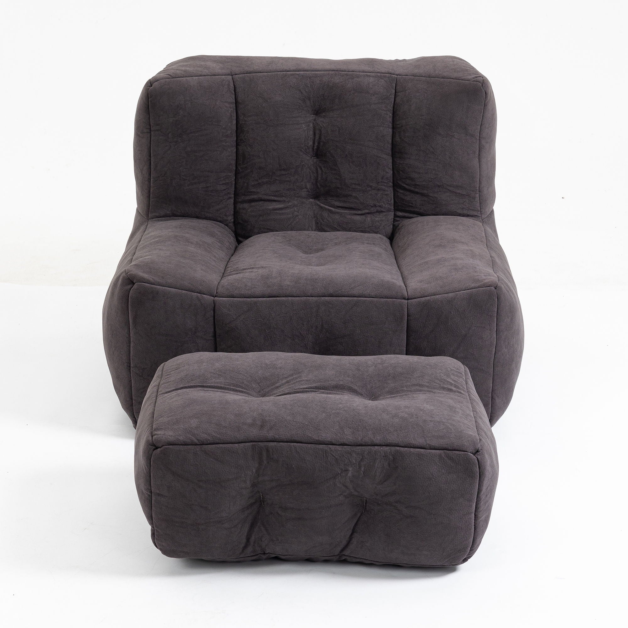 Modern Indoor Fluffy Bean Bag Chair With Memory Foam And Ottoman, Super Soft - Best Buy Furniture
