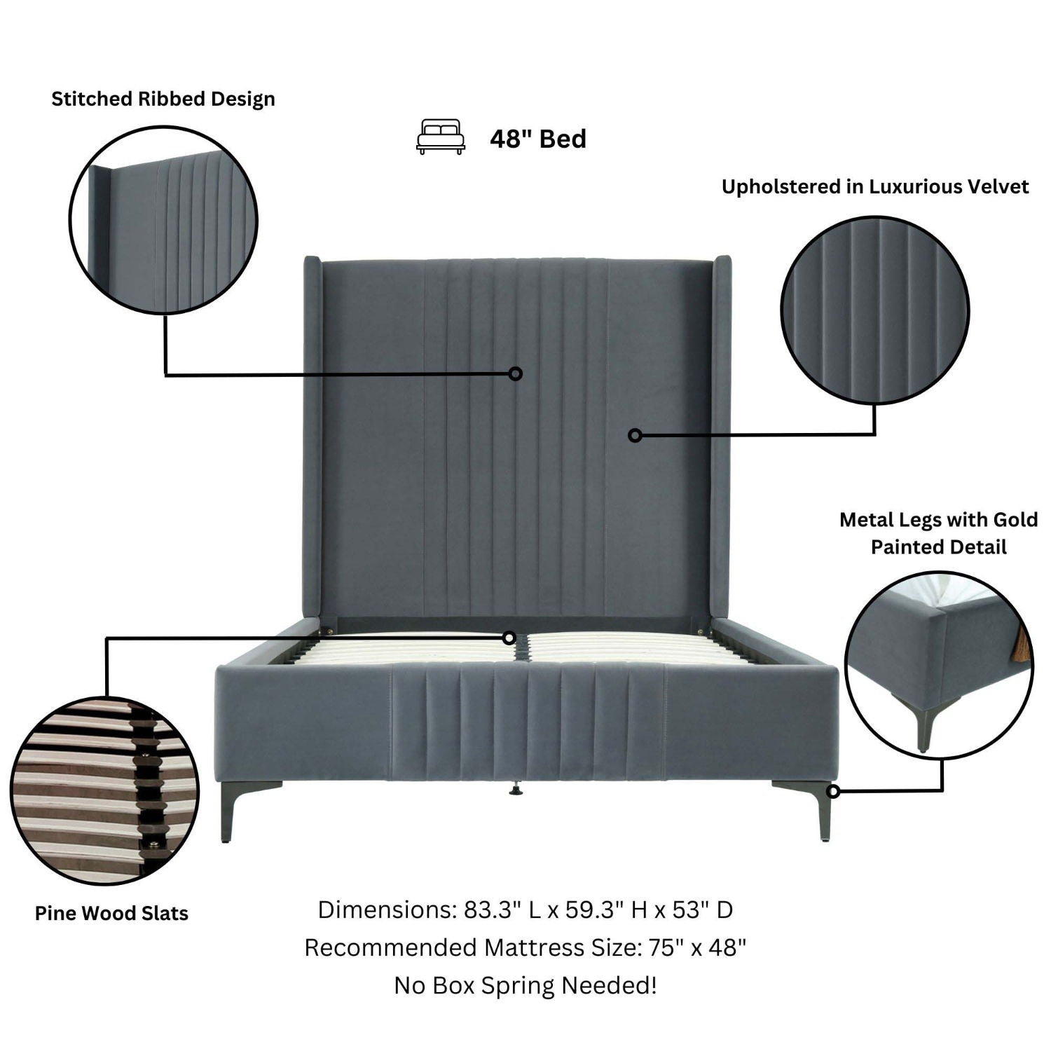 Promenade - Bed With Upholstered Headboard And Slats