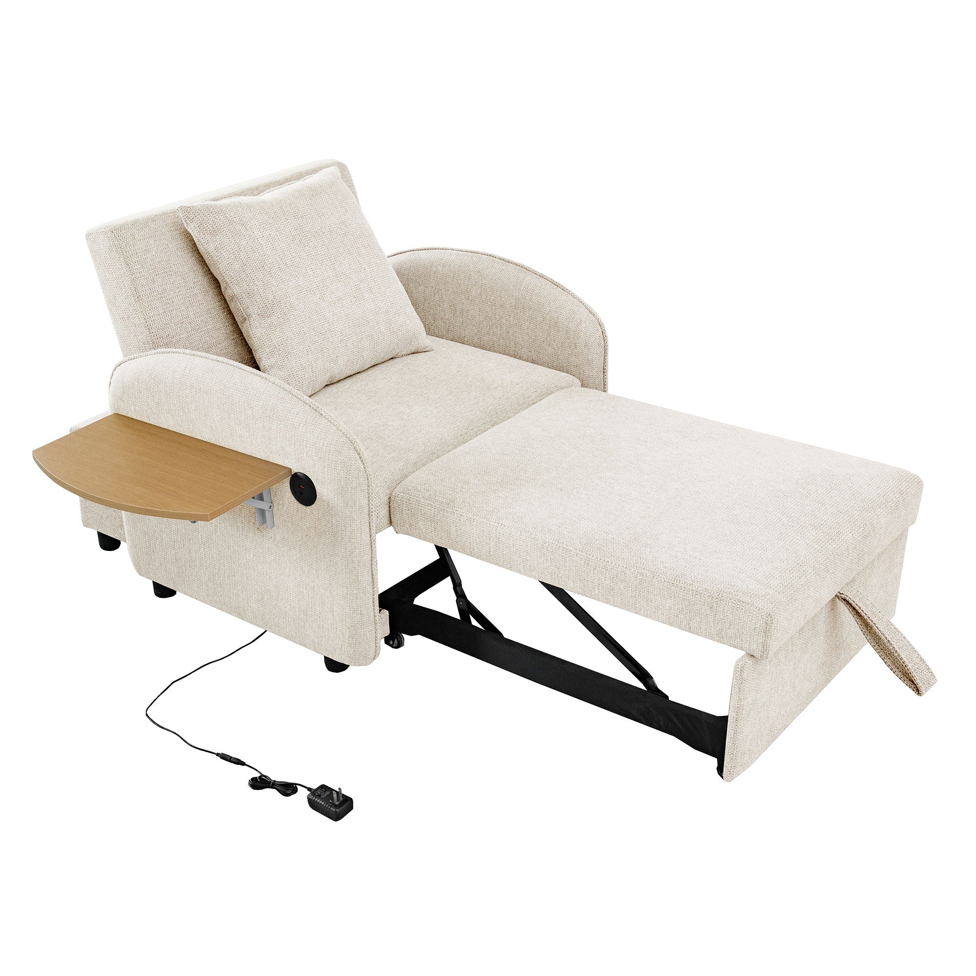 Convertible Single Chair Bed With Computer Board And USB Ports, 3 In 1 Sofa Bed - Beige - Best Buy Furniture