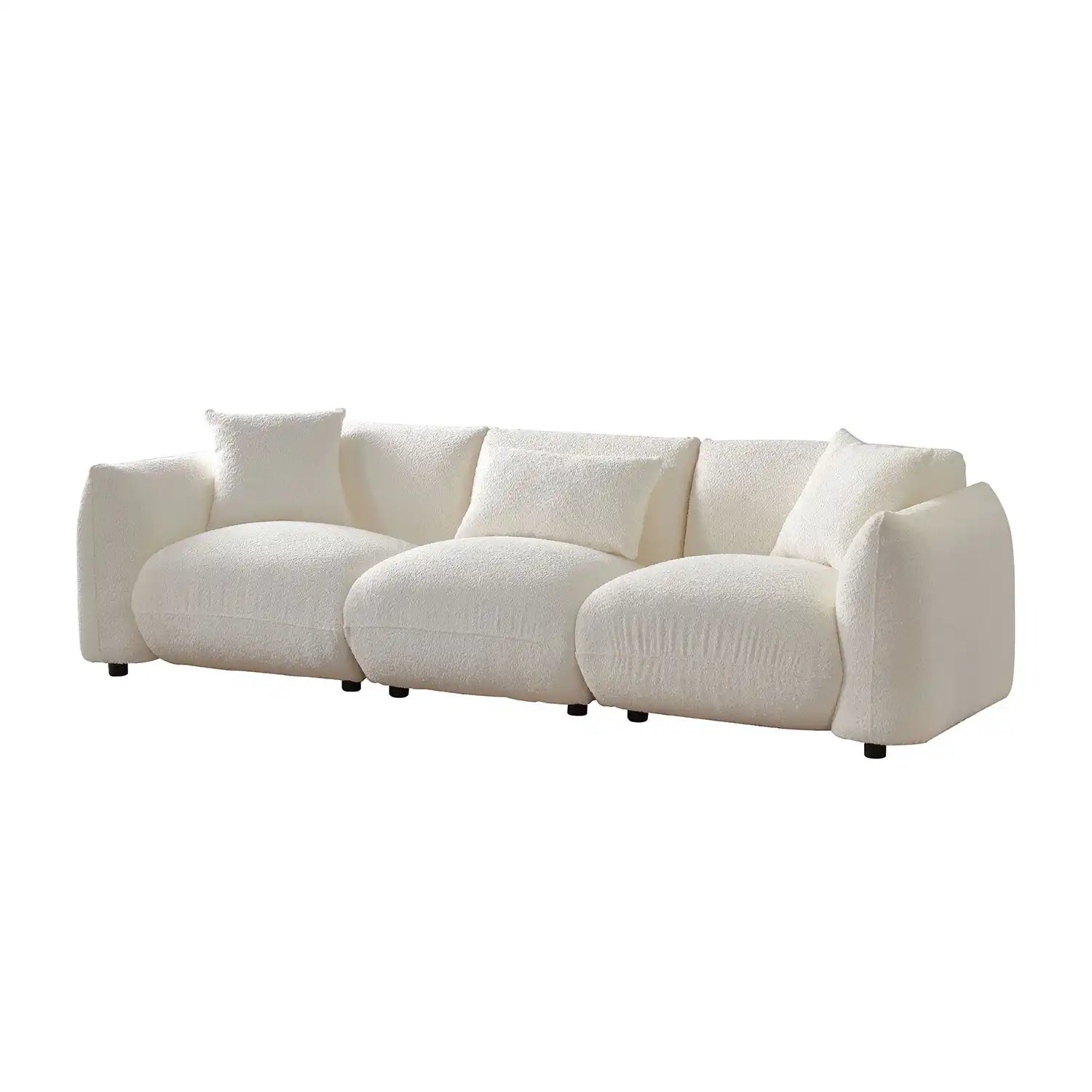 Mid Century Modern Couch 3-Seater Sofa Upholstered for Living Room, Bedroom, Beige - Best Buy Furniture
