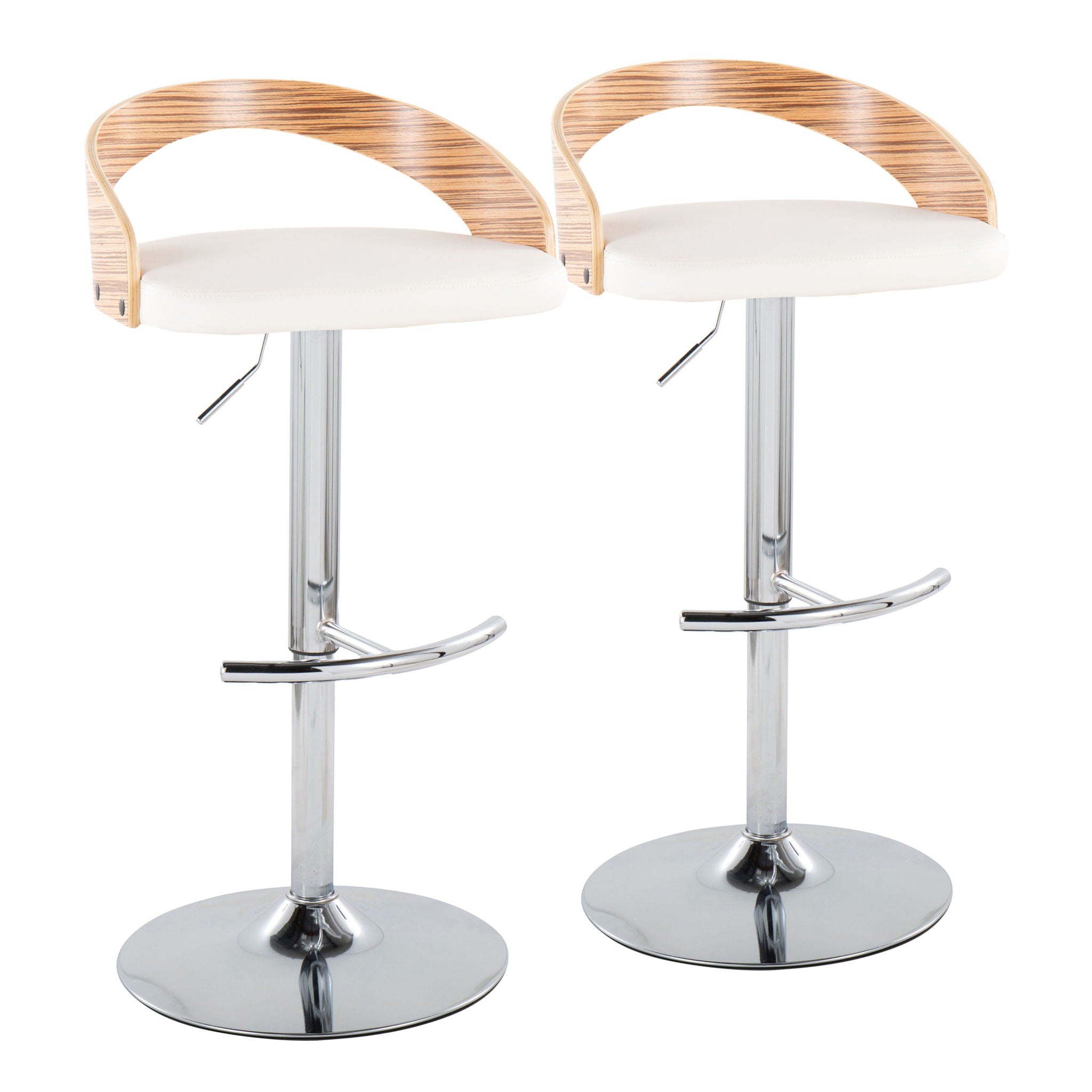 Grotto - Contemporary, Adjustable Barstool With Swivel With Rounded T Footrest (Set of 2) - Best Buy Furniture