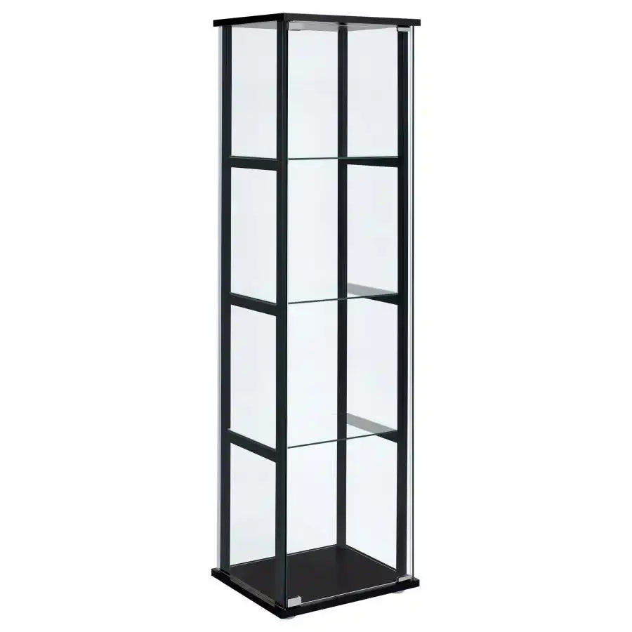 Cyclamen - 4-Shelf Clear Glass Curio Display Cabinet - Black - Best Buy Furniture