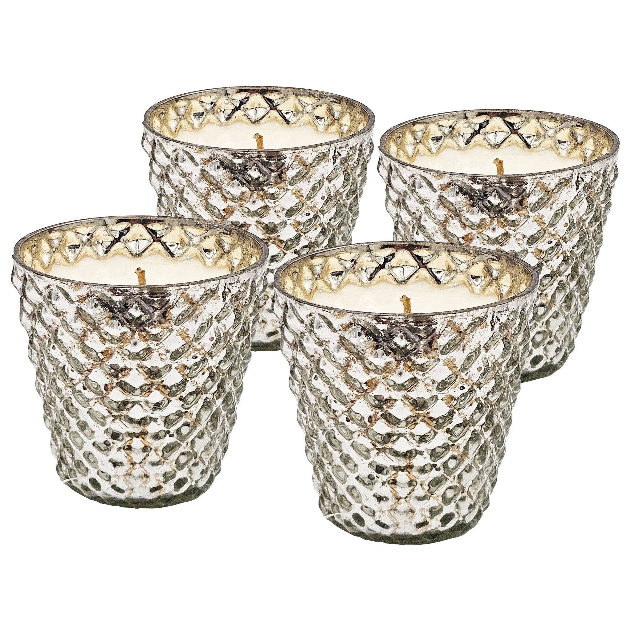 Scented Soy Wax Candle Glass (Set of 4) - Silver - Best Buy Furniture