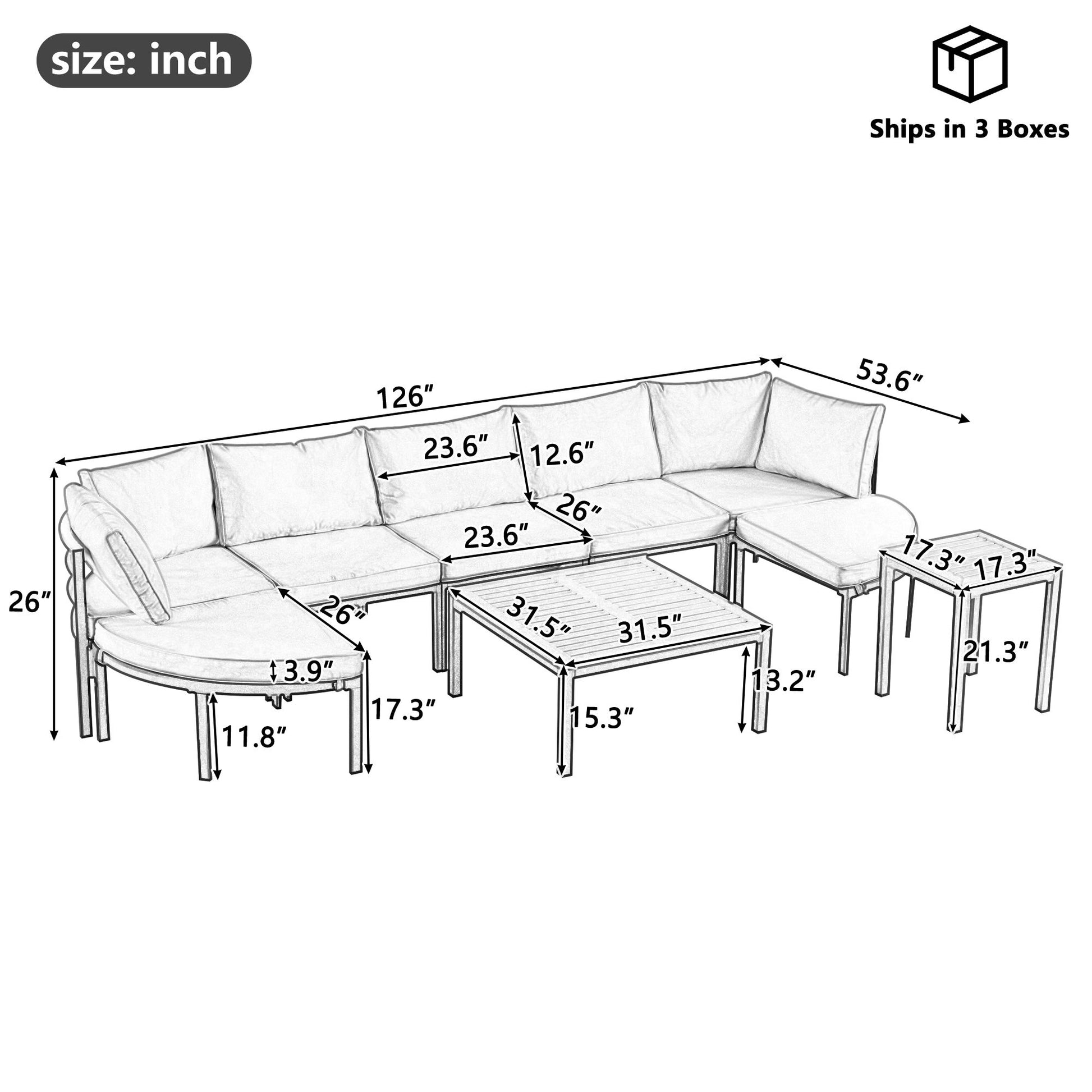 Outdoor Sectional Sofa Set Patio Seating Group With Cushions - Best Buy Furniture
