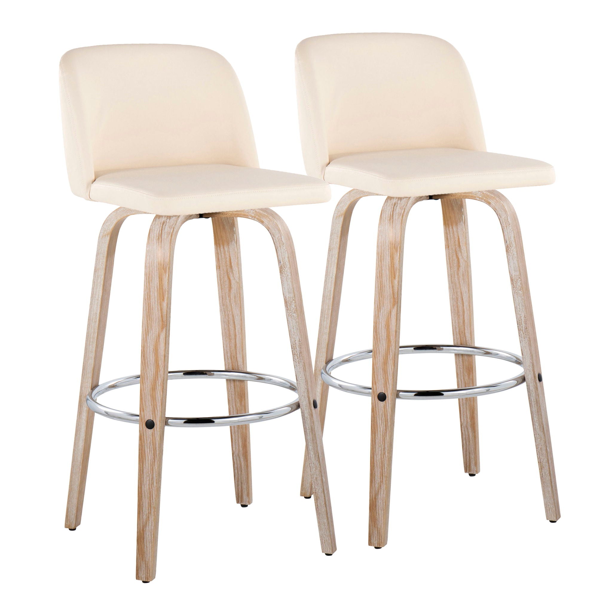 Toriano - Contemporary Fixed Height Barstool With Swivel & Round Footrest (Set of 2) - Best Buy Furniture