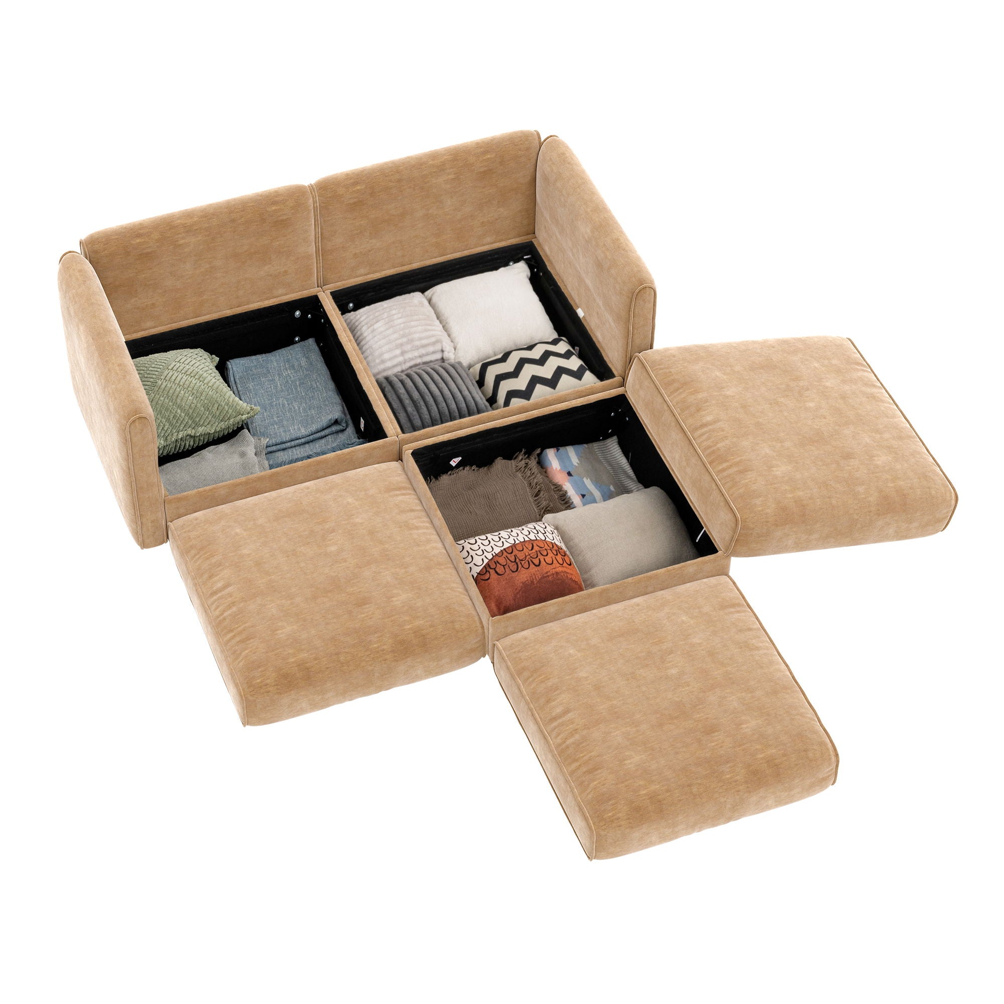 Contemporary Elegant White Chenille Sofa With Storage And Ottoman - Best Buy Furniture