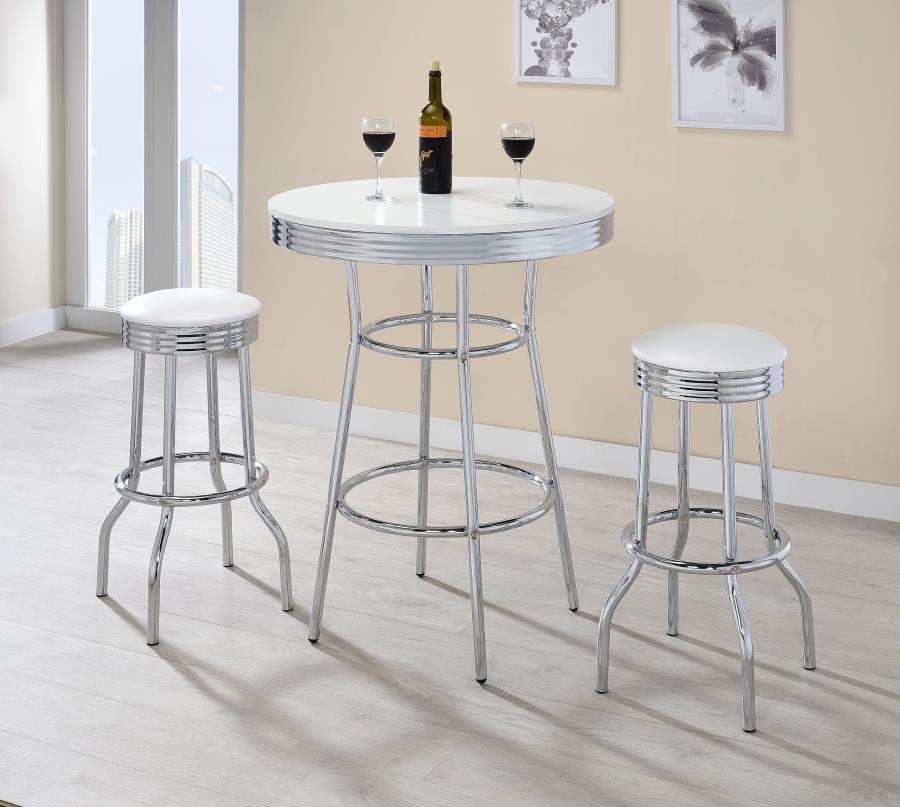 Retro - 3 Pieces Round 1950s Bistro Pub Bar Table Set - Best Buy Furniture