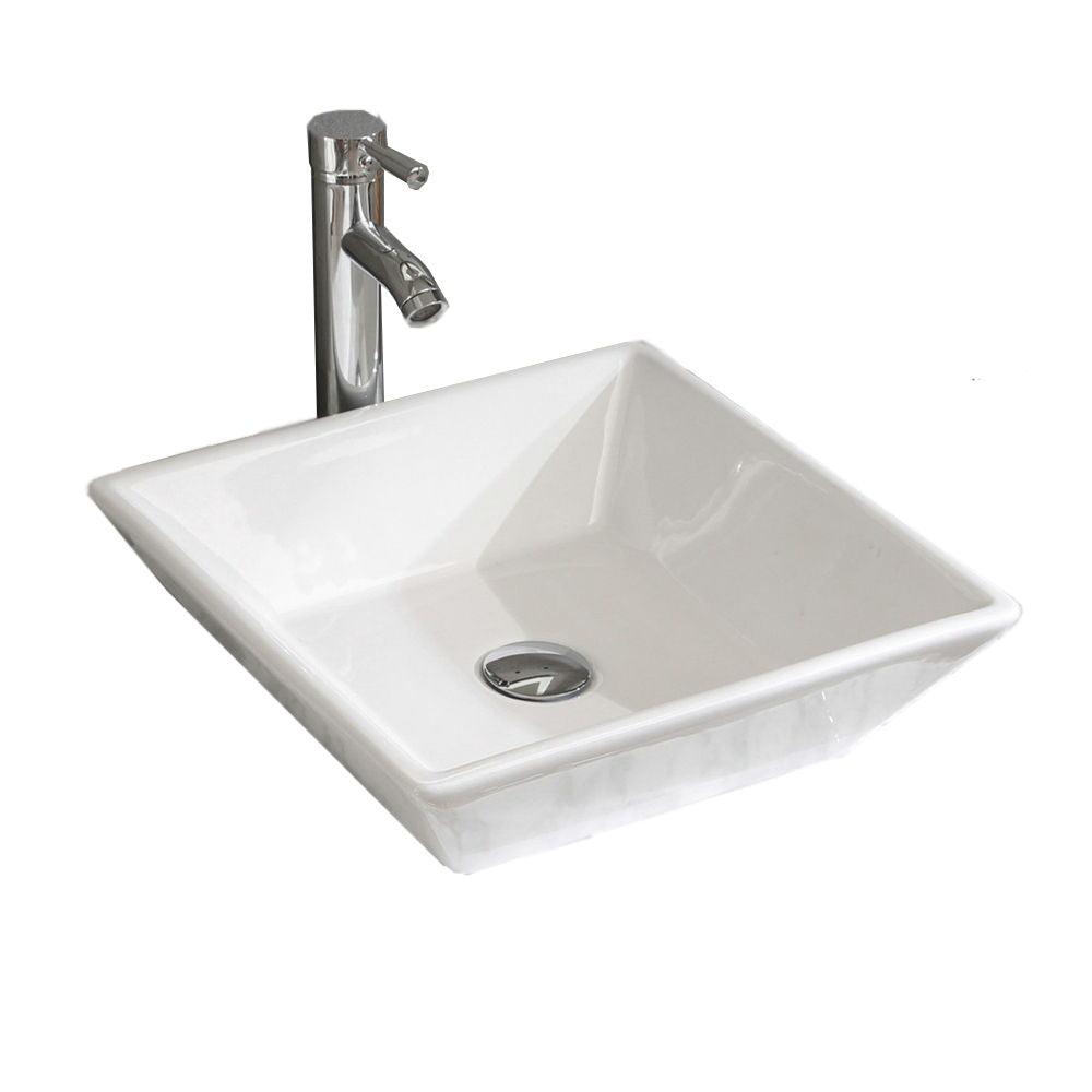 Square Bathroom Vessel Sink - White Porcelain Counter Bowl For Bathroom Vanity - White - Best Buy Furniture