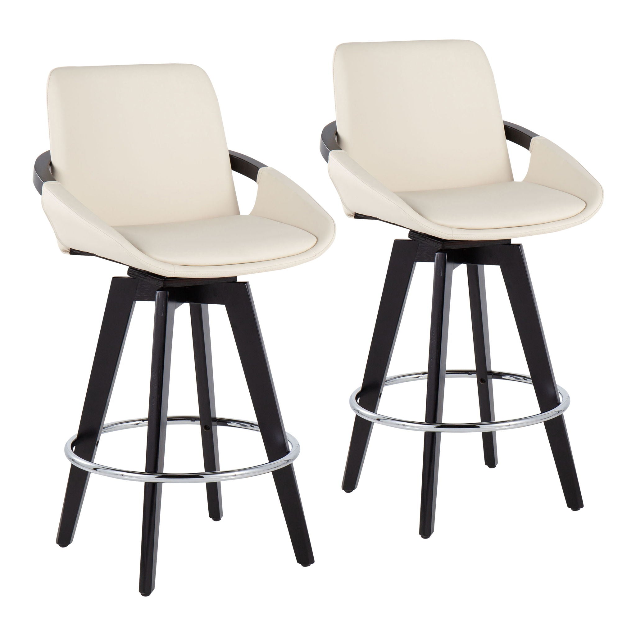 Cosmo - Contemporary Fixed Height Counter Stool With Swivel And Round Footrest (Set of 2) - Best Buy Furniture