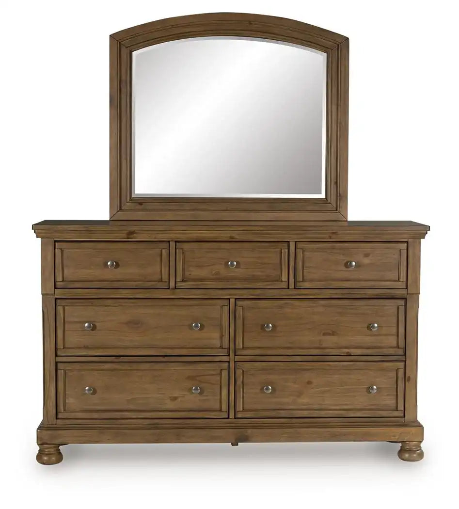 Feddinger - Dresser And Mirror - Medium Brown - Best Buy Furniture