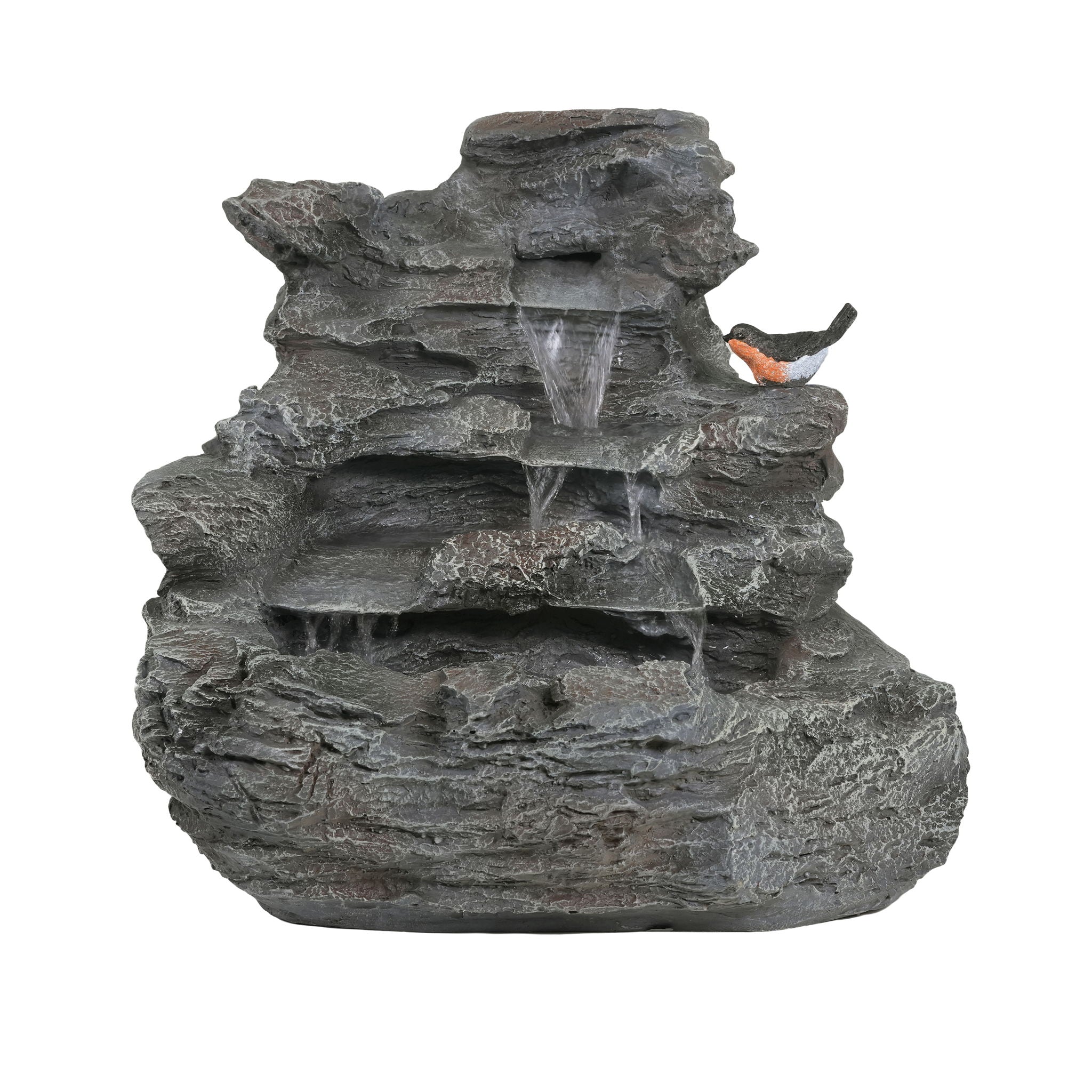 Concrete Rock Waterfall Fountain With LED Lights, Outdoor Garden Decor - Best Buy Furniture