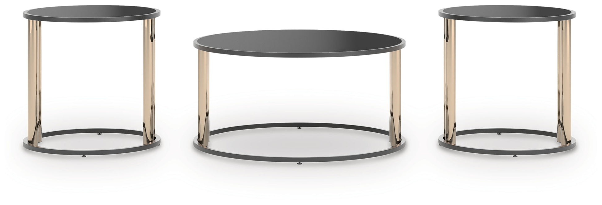 Hannerly - Occasional Table Set (Set of 3) - Black / Gold Finish - Best Buy Furniture