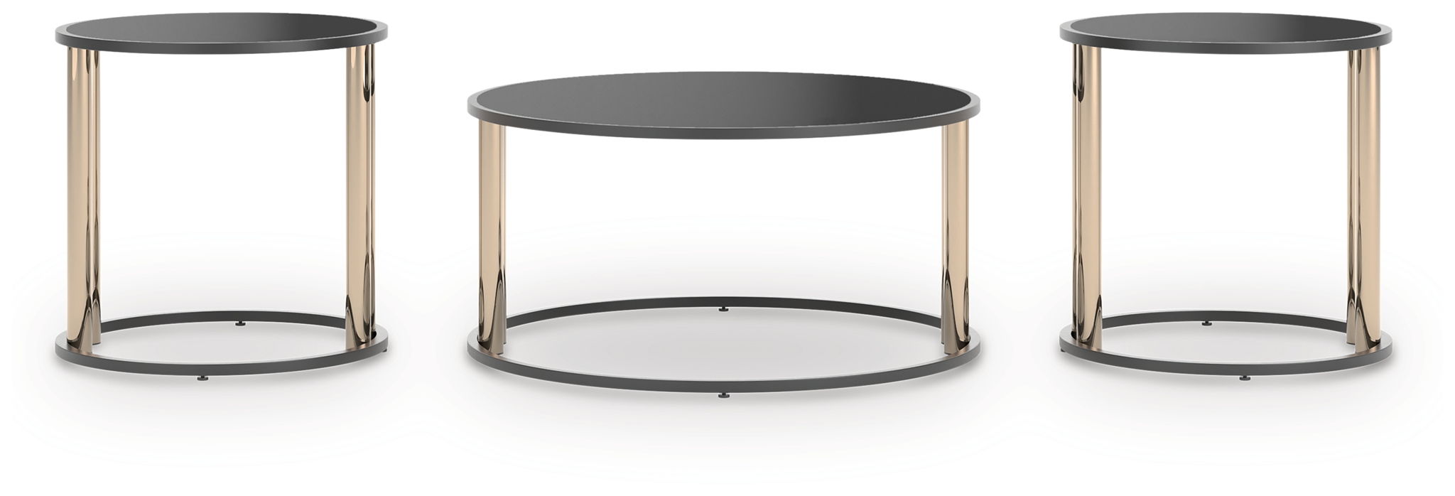 Hannerly - Occasional Table Set (Set of 3) - Black / Gold Finish - Best Buy Furniture