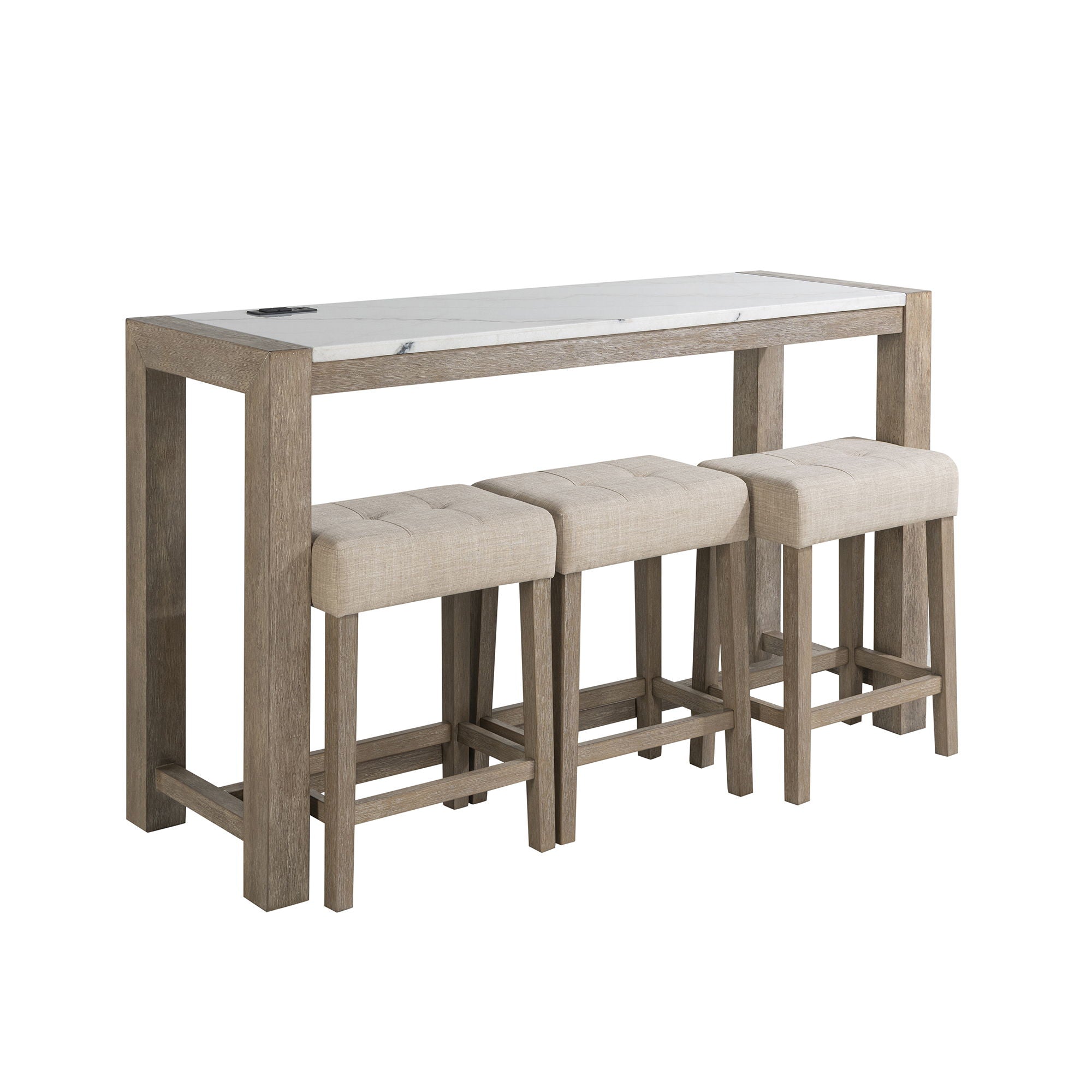 Vanilla - Real Marble Sofa Table With Power And 3 Stools - Beige / Natural - Best Buy Furniture