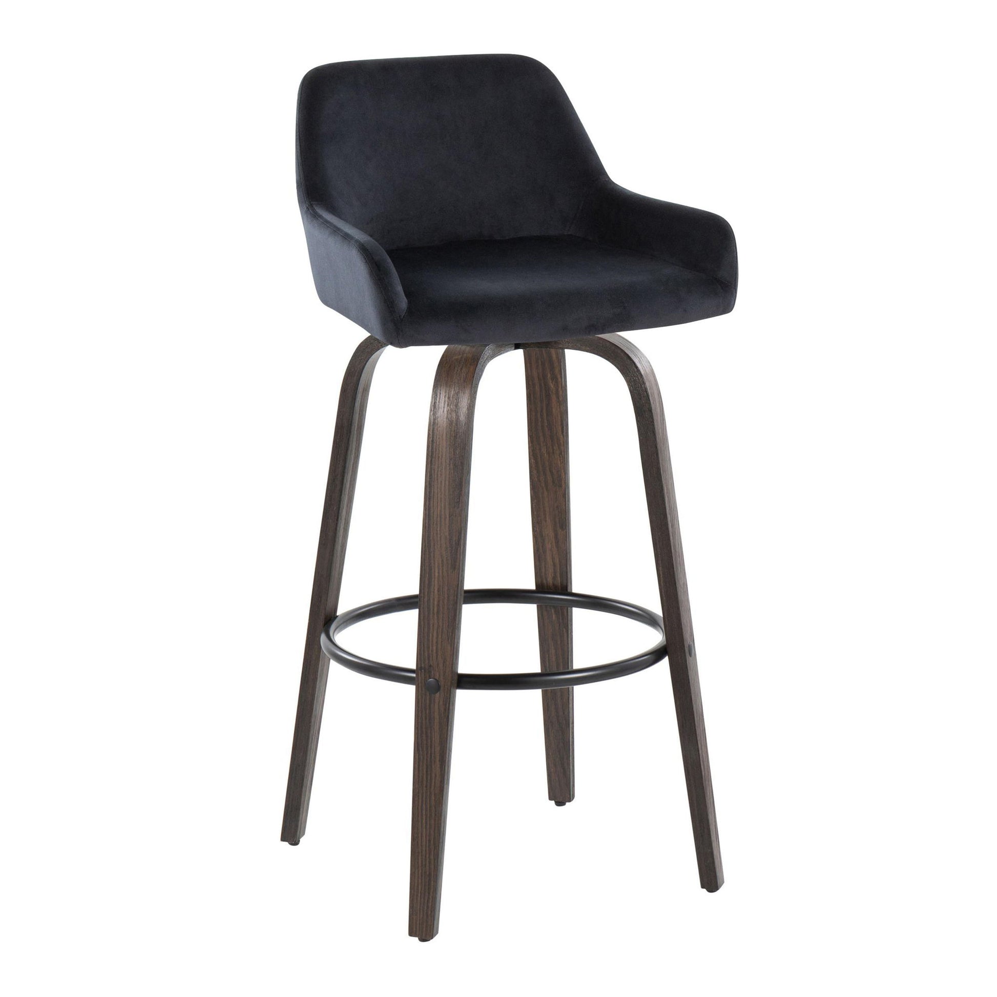 Daniella - Contemporary Fixed Height, Barstool With Swivel With Round Footrest (Set of 2) - Best Buy Furniture