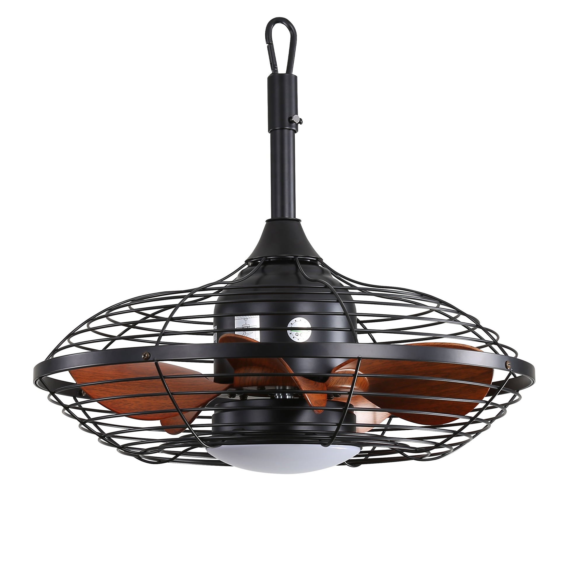 20" Downrod Mount Ceiling Fan LED 18W 3 Cct 5 ABS Blades DC Motor With Hanging And Hook For Outside Patios Pergola - Black - Best Buy Furniture