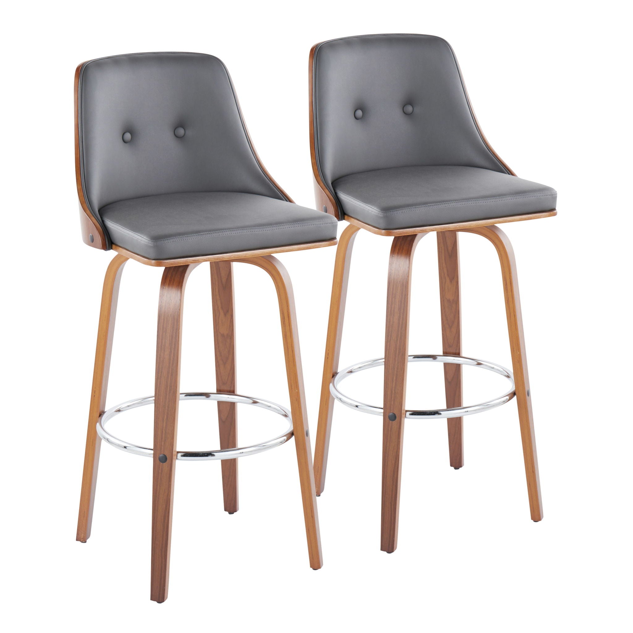 Gianna - Mid Century Modern Fixed Height Barstool With Swivel With Round Footrest (Set of 2) - Best Buy Furniture
