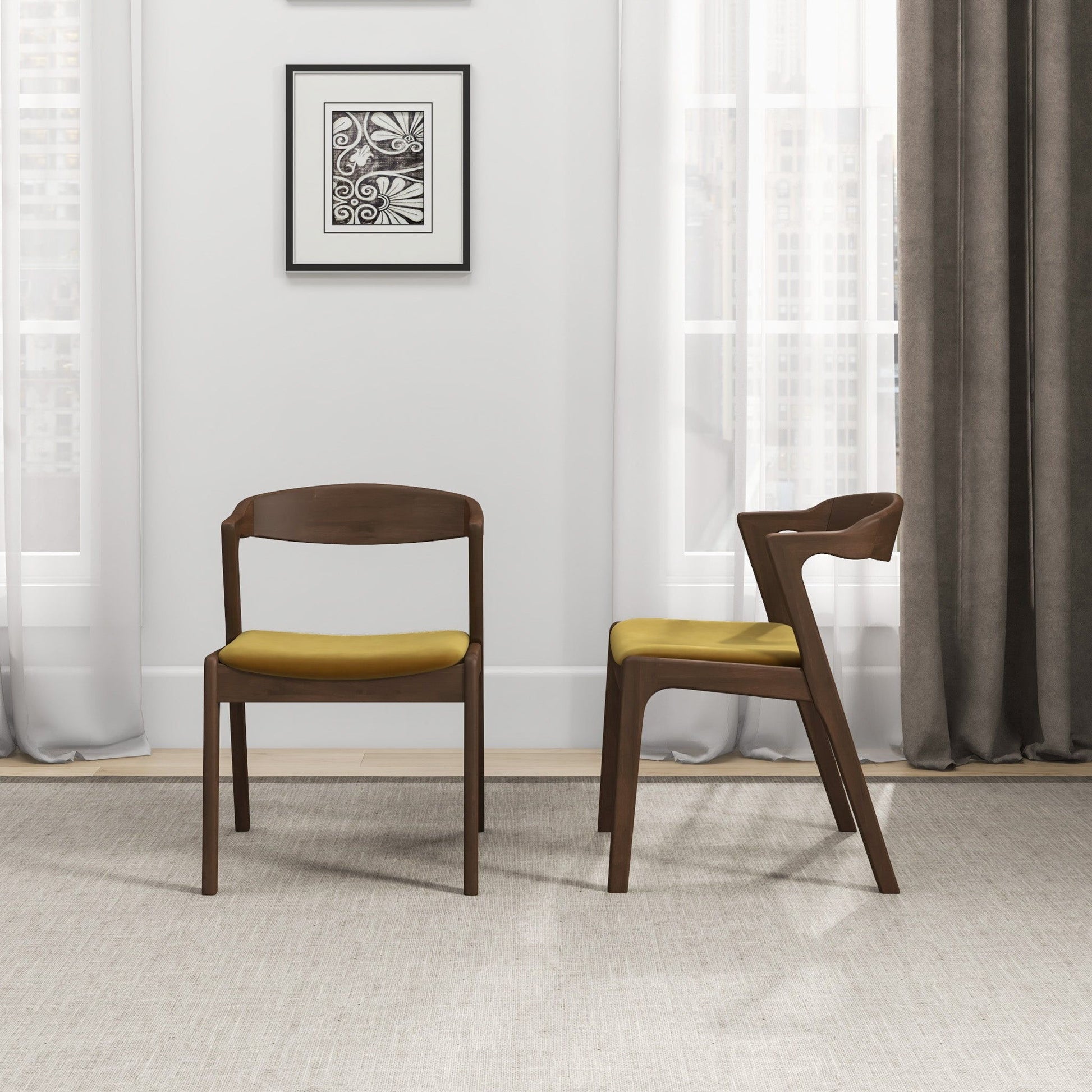 Dakota - Mid-Century Modern Velvet Dining Chair (Set of 2) - Best Buy Furniture
