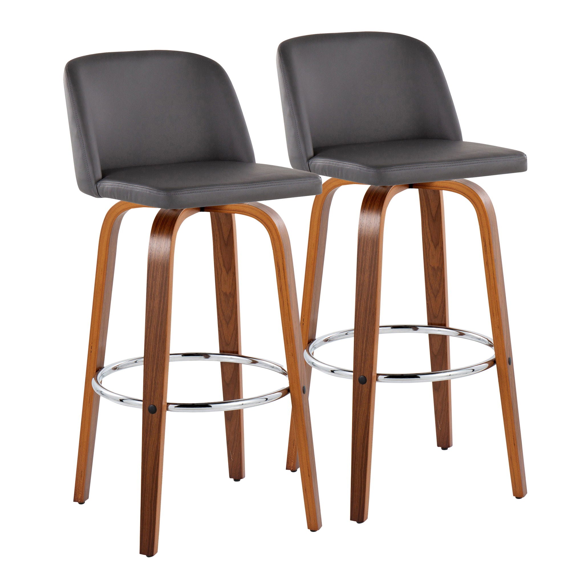 Toriano - Mid Century Modern Fixed Height, Barstool With Swivel With Round Footrest (Set of 2) - Best Buy Furniture