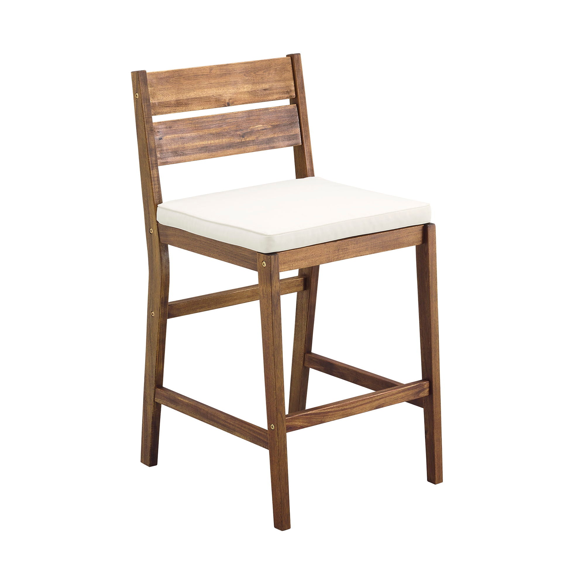 Modern 2 Piece Solid Acacia Wood Counter Stools With Cushion - Dark Brown - Best Buy Furniture