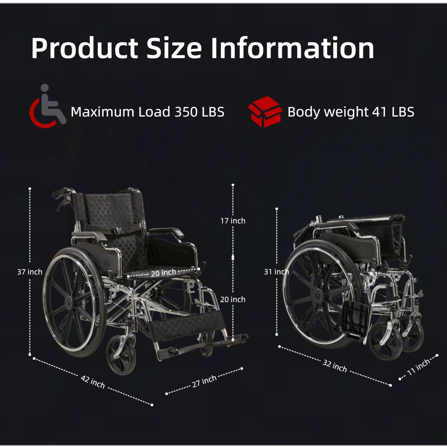 Heavy-Duty Manual Wheelchair For Adults With Double X Force Support