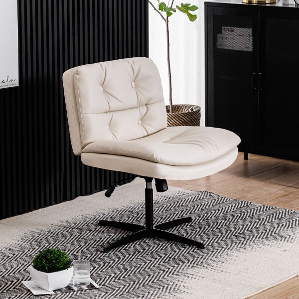 Large Size Armless Home Office Desk Chair Vanity Chair No Wheels - Beige - Best Buy Furniture