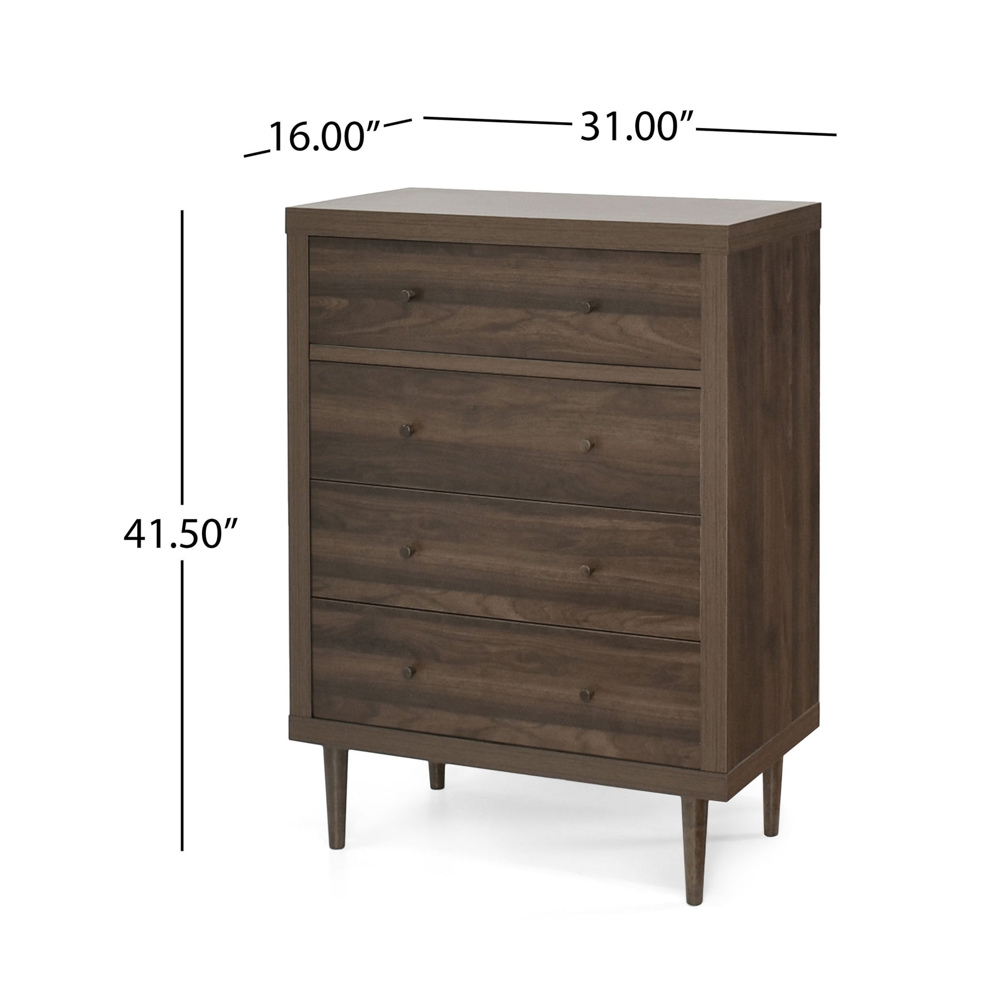 Farhart - Mid Century Modern 4 Drawer Dresser - Walnut - Best Buy Furniture