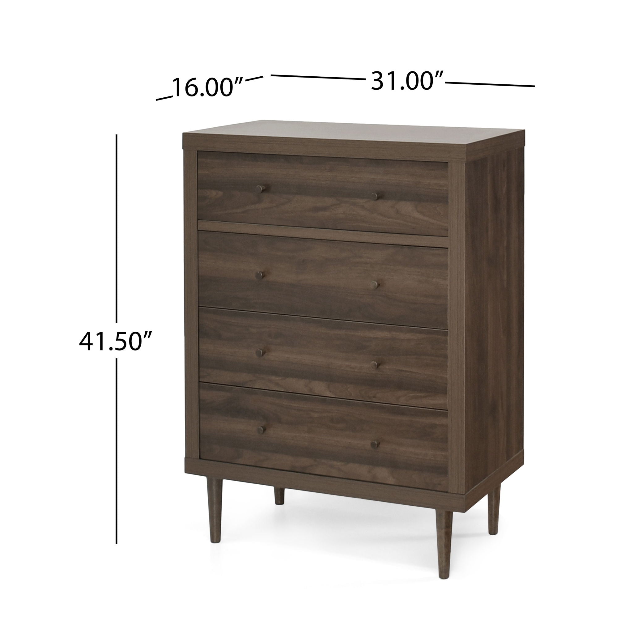 Farhart - Mid Century Modern 4 Drawer Dresser - Walnut - Best Buy Furniture