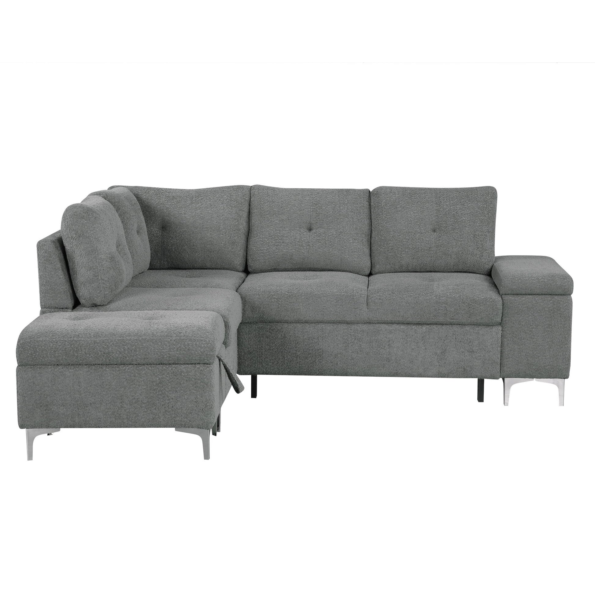 Versatile L Shaped Sofa Bed With Storage, Cup Holders, USB Ports Chenille - Best Buy Furniture