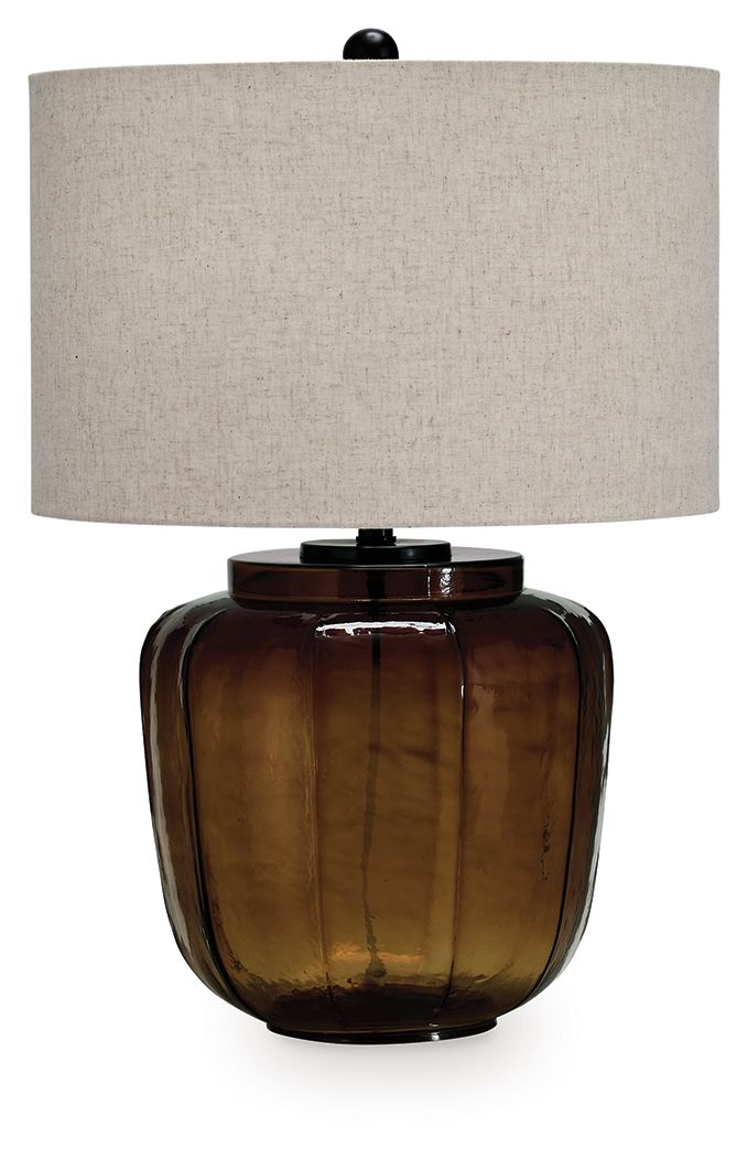 Bainmore - Glass Table Lamp - Amber - Best Buy Furniture