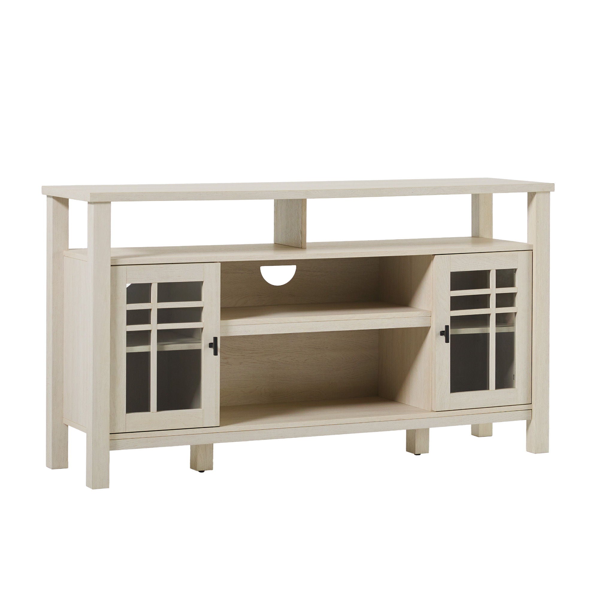 Transitional 2 Door Sideboard With Windowpane Design - Ivory Oak - Best Buy Furniture