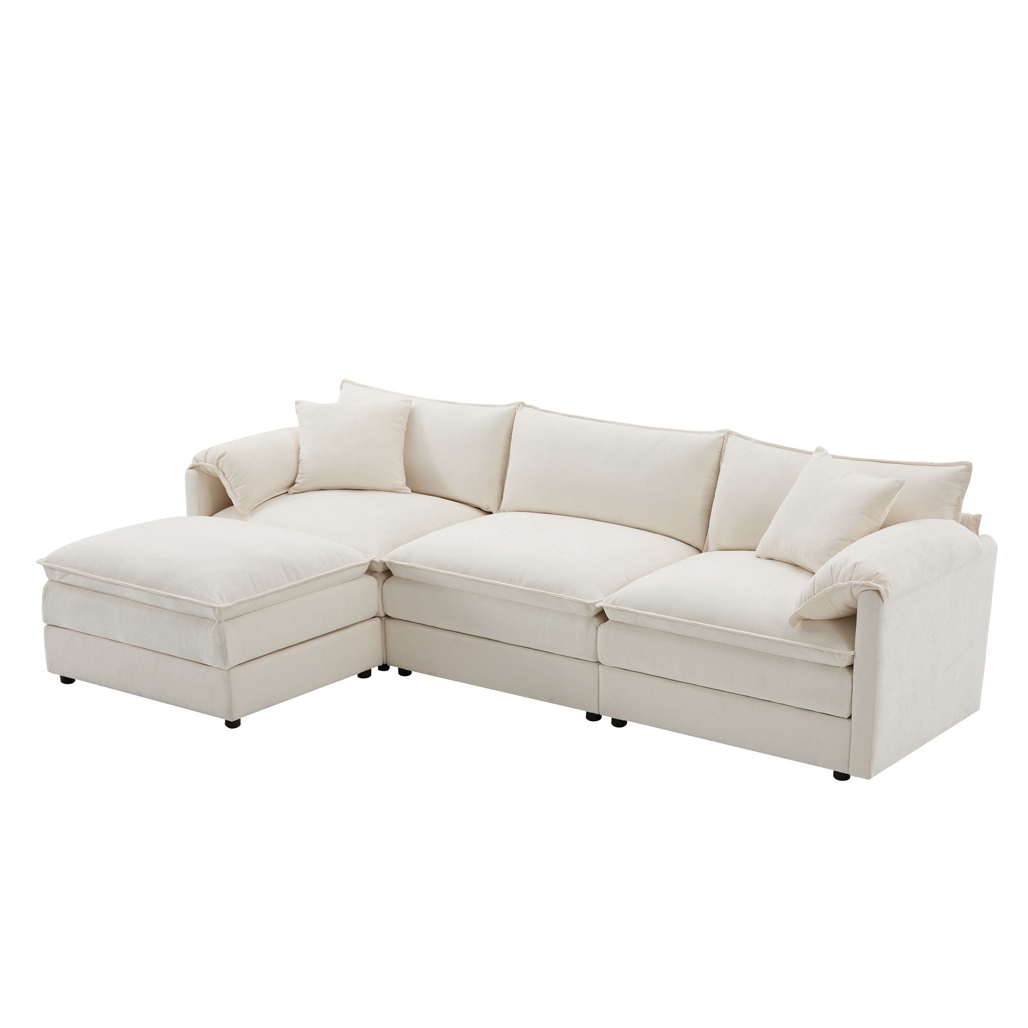 Modular Sectional With Deep And Wide Seat, Cloud Couch Set With Double Cushions Sofa With Movable Ottoman - Best Buy Furniture