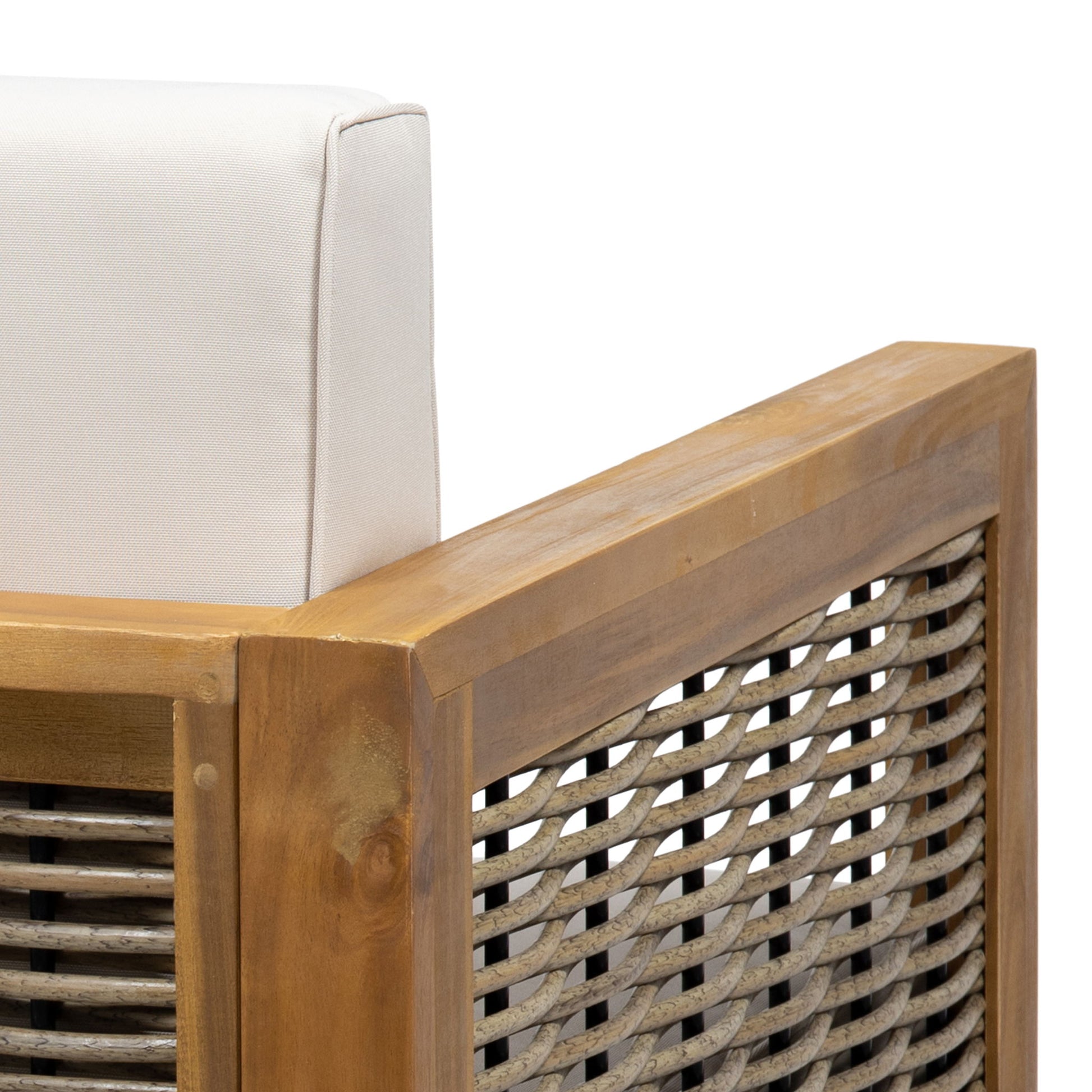 Outdoor Acacia Wood Club Chair With Wicker Accents - Best Buy Furniture