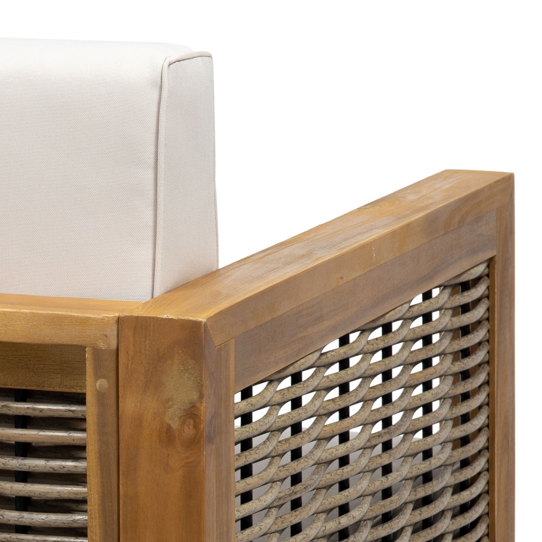 Outdoor Acacia Wood Club Chair With Wicker Accents - Best Buy Furniture