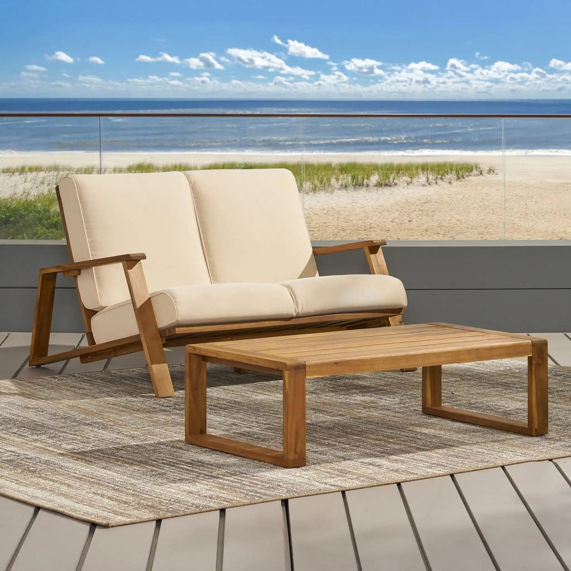 Paloma - Contemporary Loveseat And Coffee Table Set With Weather Resistant Cushions - Best Buy Furniture