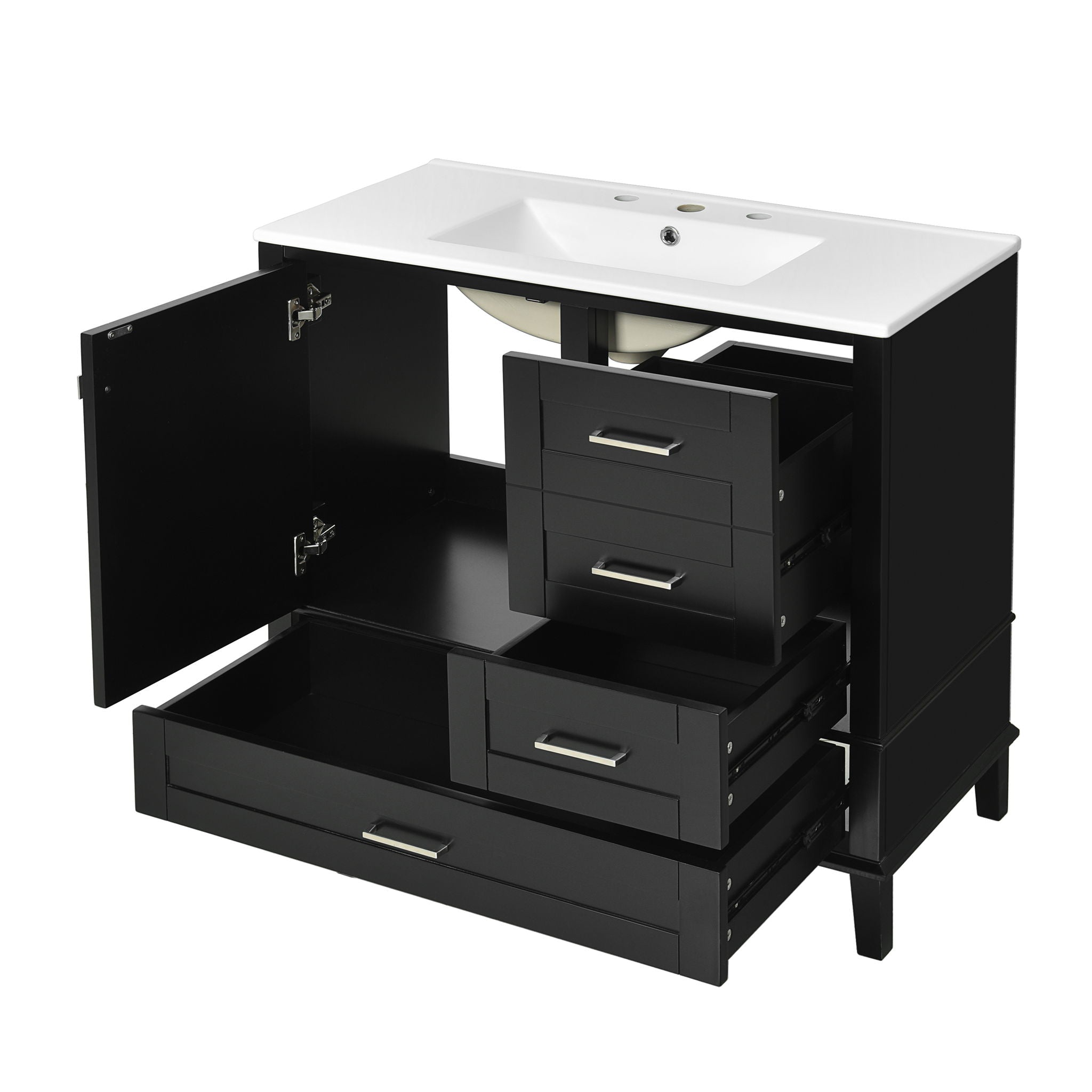 Bathroom Vanity, Modern Bathroom Cabinet With Sink Combo Set, Bathroom Storage Cabinet With A Soft Closing Door And 3 Drawers, Solid Wood Frame - Best Buy Furniture
