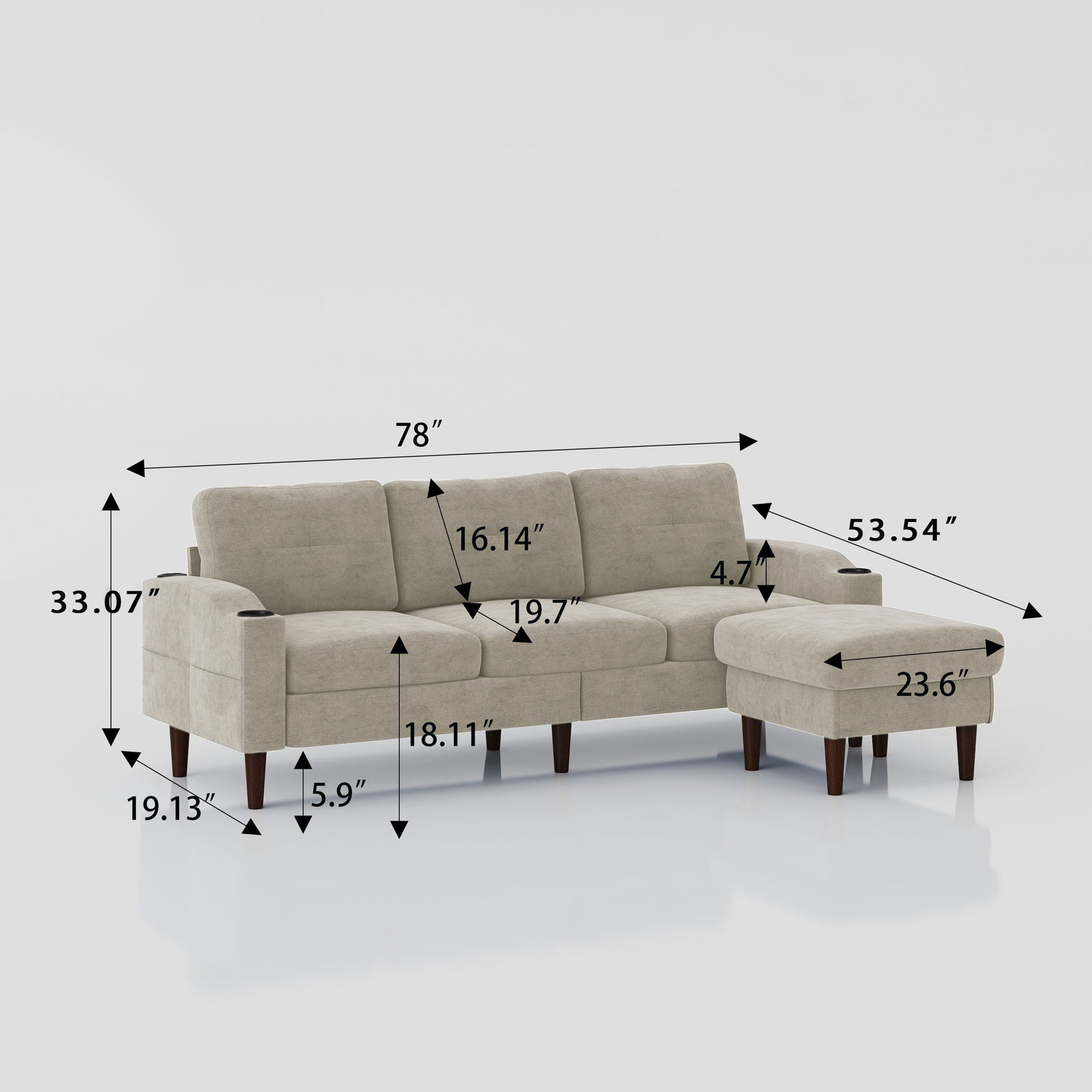 3 Seater Convertible Combination L Shaped Sofa With Footstools With Storage - Best Buy Furniture