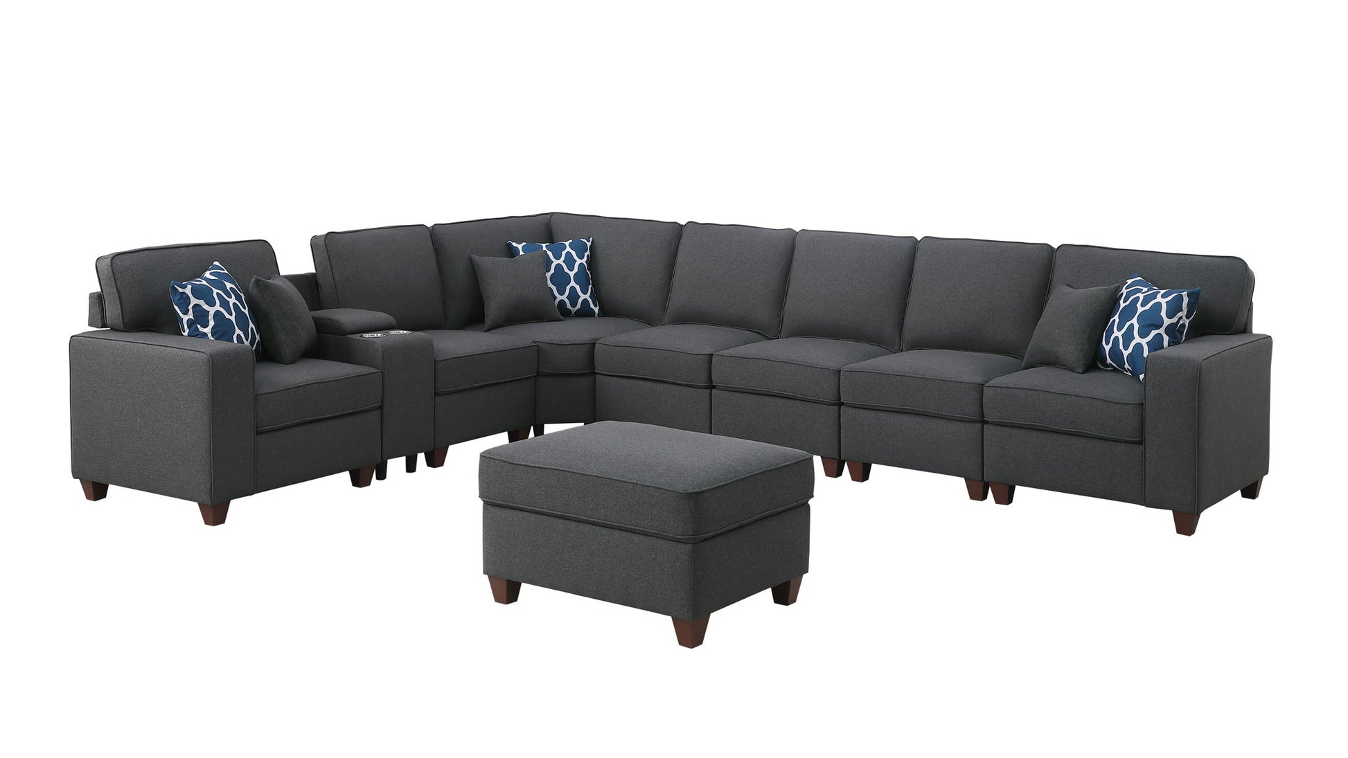 Hannah - Sectional Sofa With Ottoman - Dark Gray - Best Buy Furniture