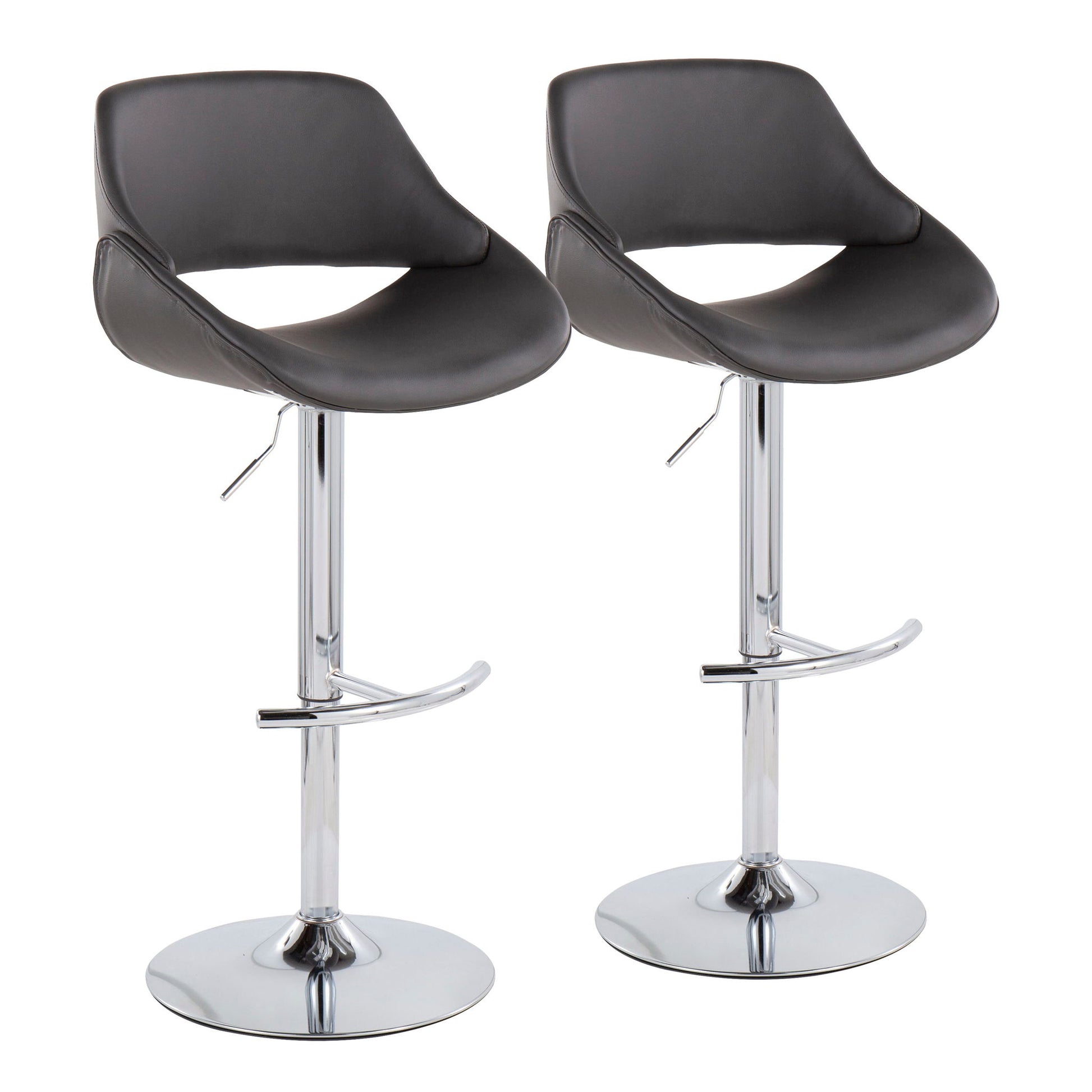 Fabrico - Contemporary Adjustable Bar Stool With Rounded T Footrest (Set of 2) - Best Buy Furniture