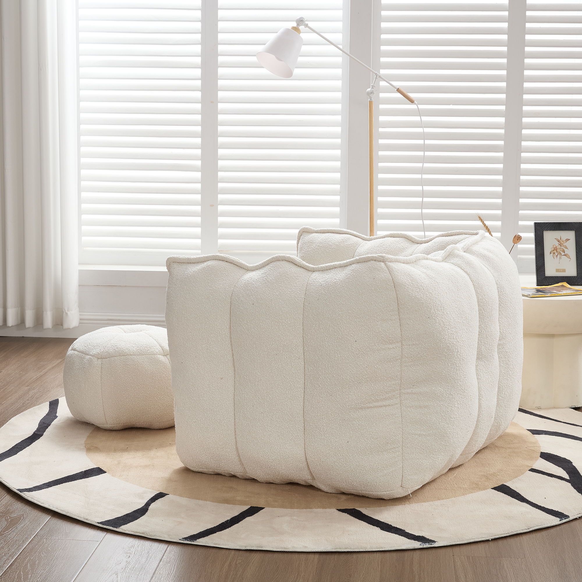 Soft Chenille Bean Bag Chair With High Resilient Foam