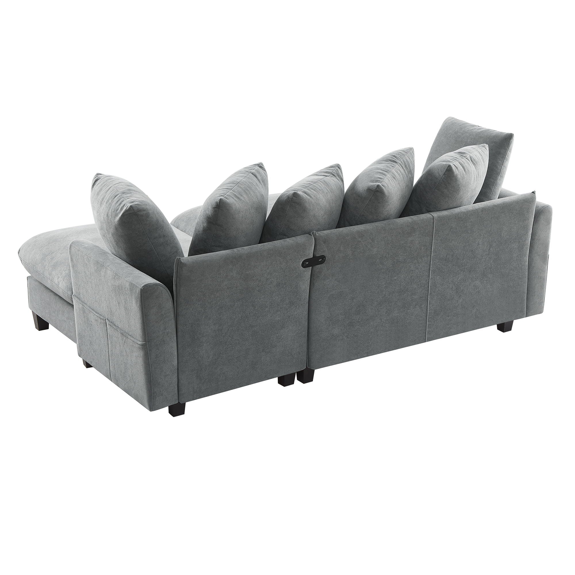 Upholstered L Shaped Sectional Sofa With Storage, Movable Ottoman, And 6 Throw Pillows - Best Buy Furniture