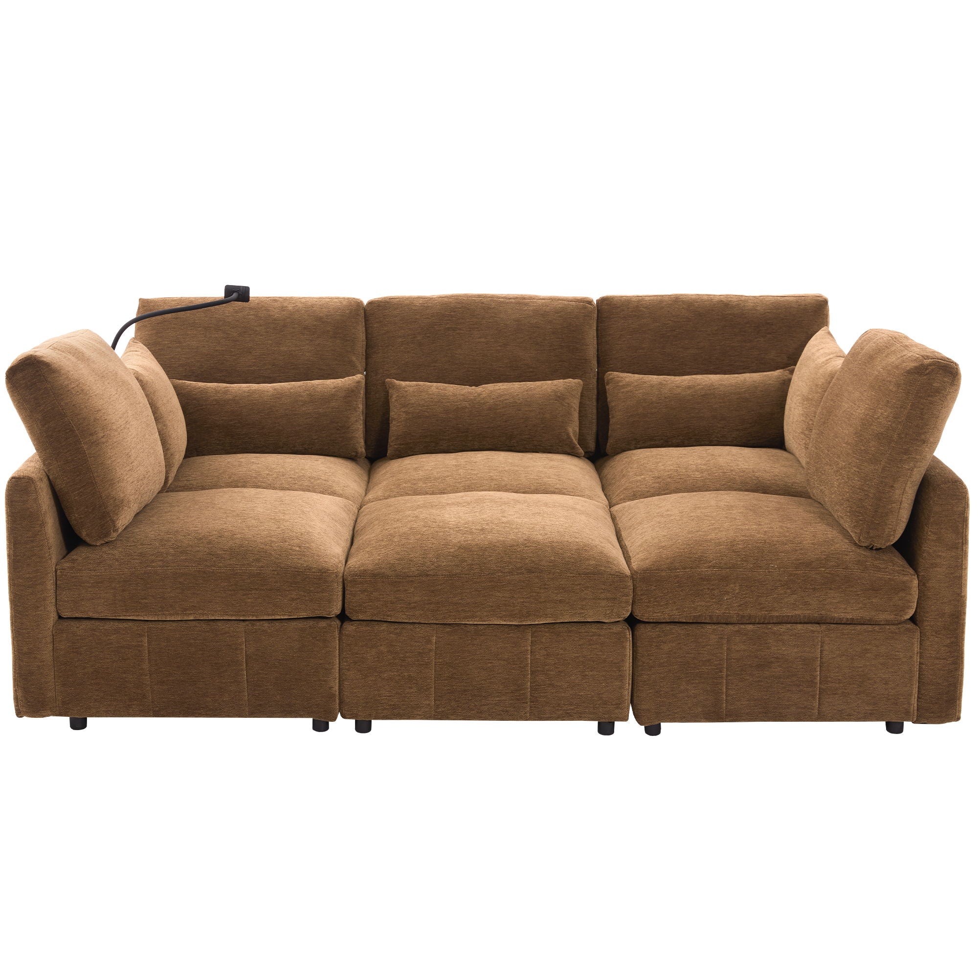 Modern Modular U-Shaped Sofa Bed With Movable Ottoman, USB Ports, Phone Holder - Best Buy Furniture