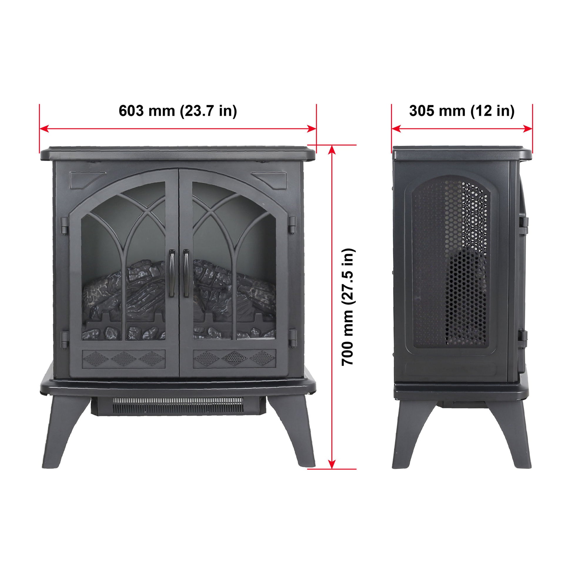 24" 3D Flame Electric Infrared Quartz Fireplace Stove With Remote Control - Antique Black - Best Buy Furniture